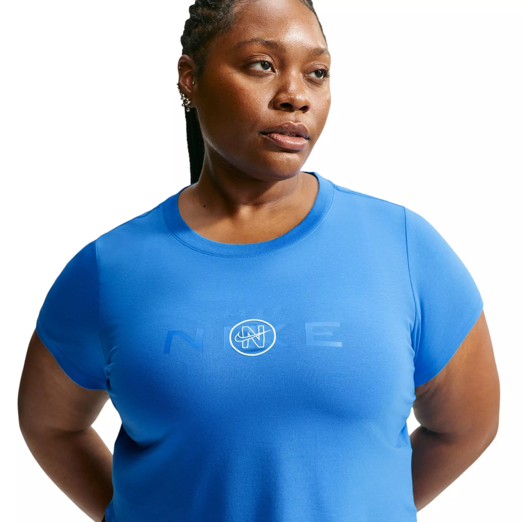 Nike Women's Sportswear Chill Knit Slim Cropped T-Shirt - Blue/White - BLUE/WHITE