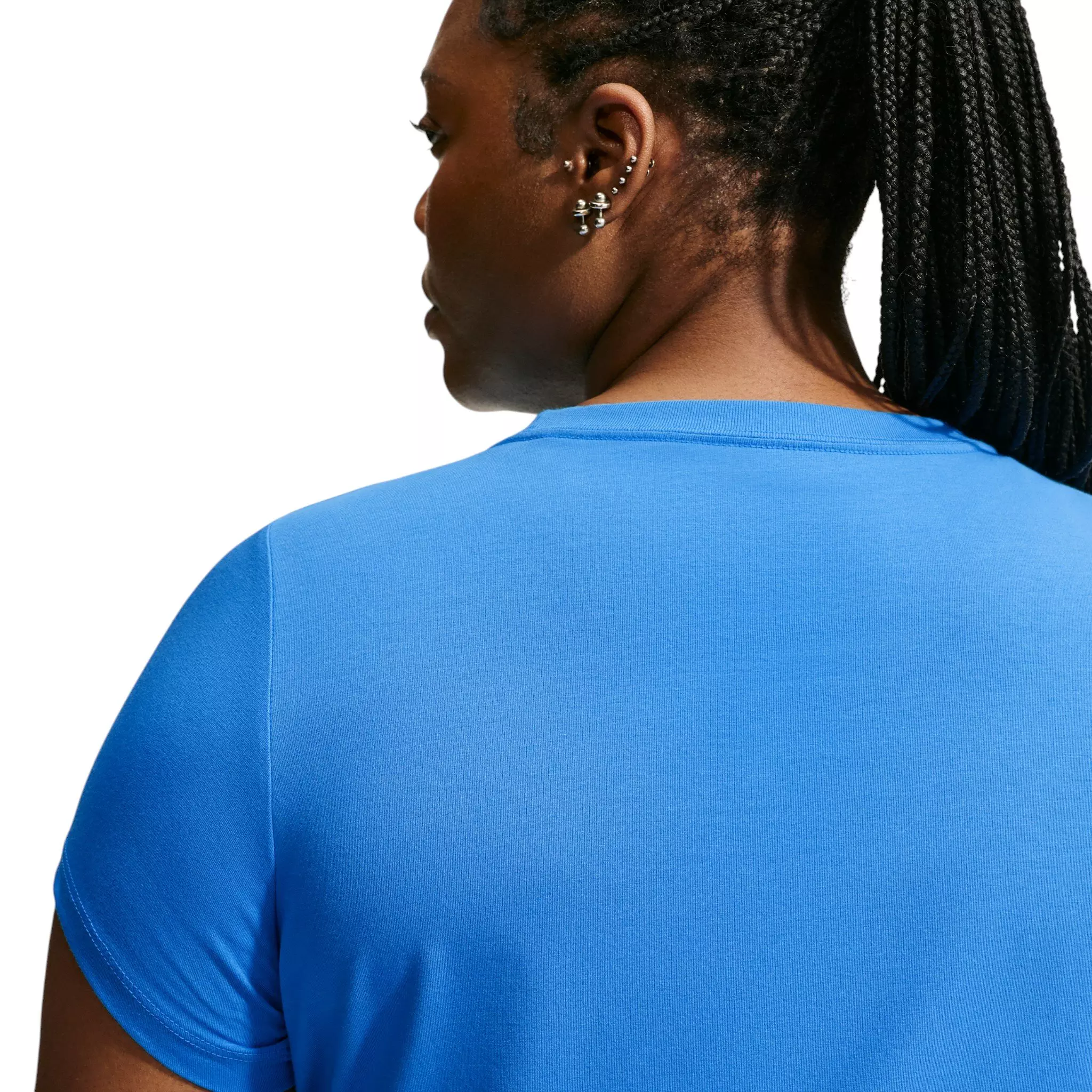 Nike Women's Sportswear Chill Knit Slim Cropped T-Shirt - Blue/White - BLUE/WHITE