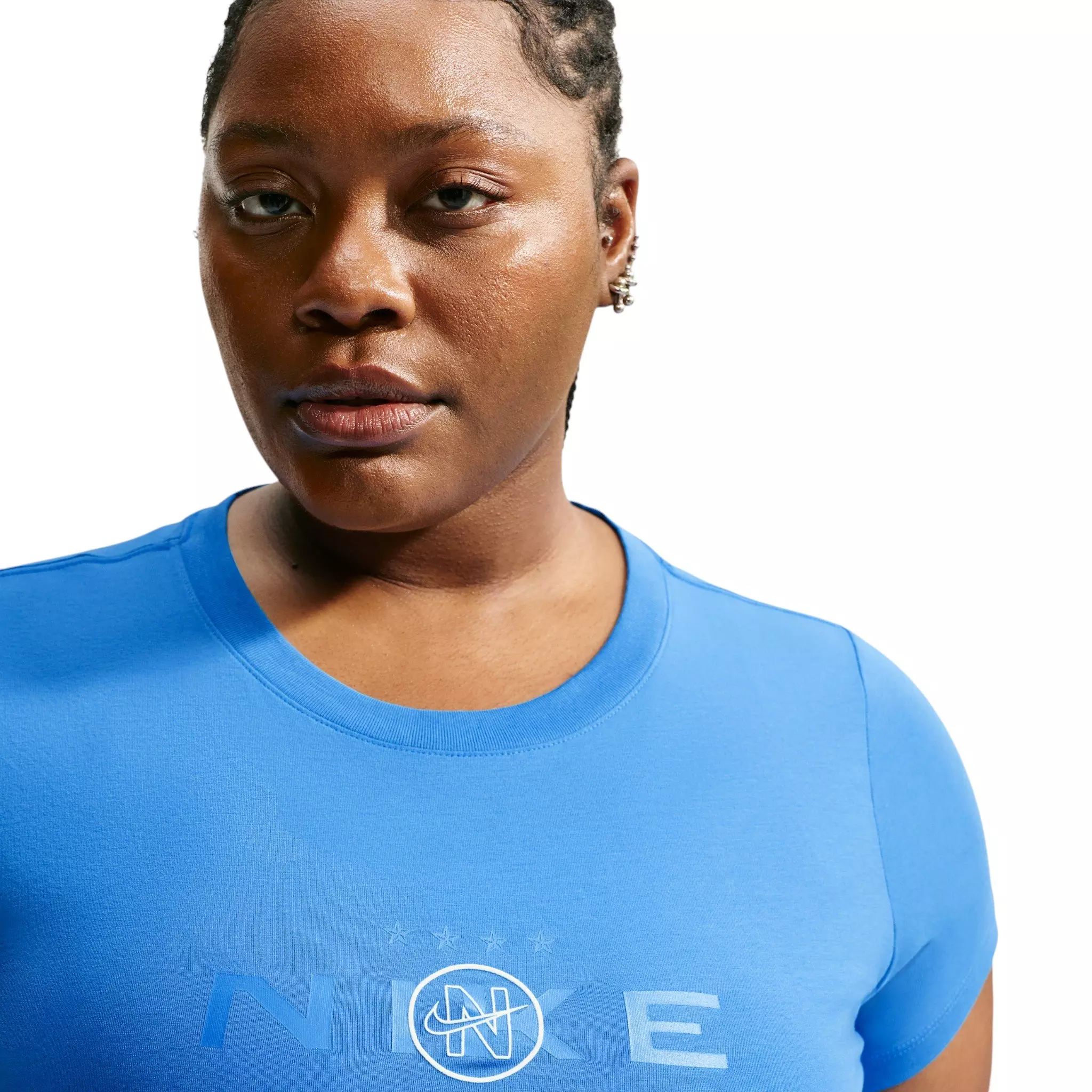 Nike Women's Sportswear Chill Knit Slim Cropped T-Shirt - Blue/White - BLUE/WHITE