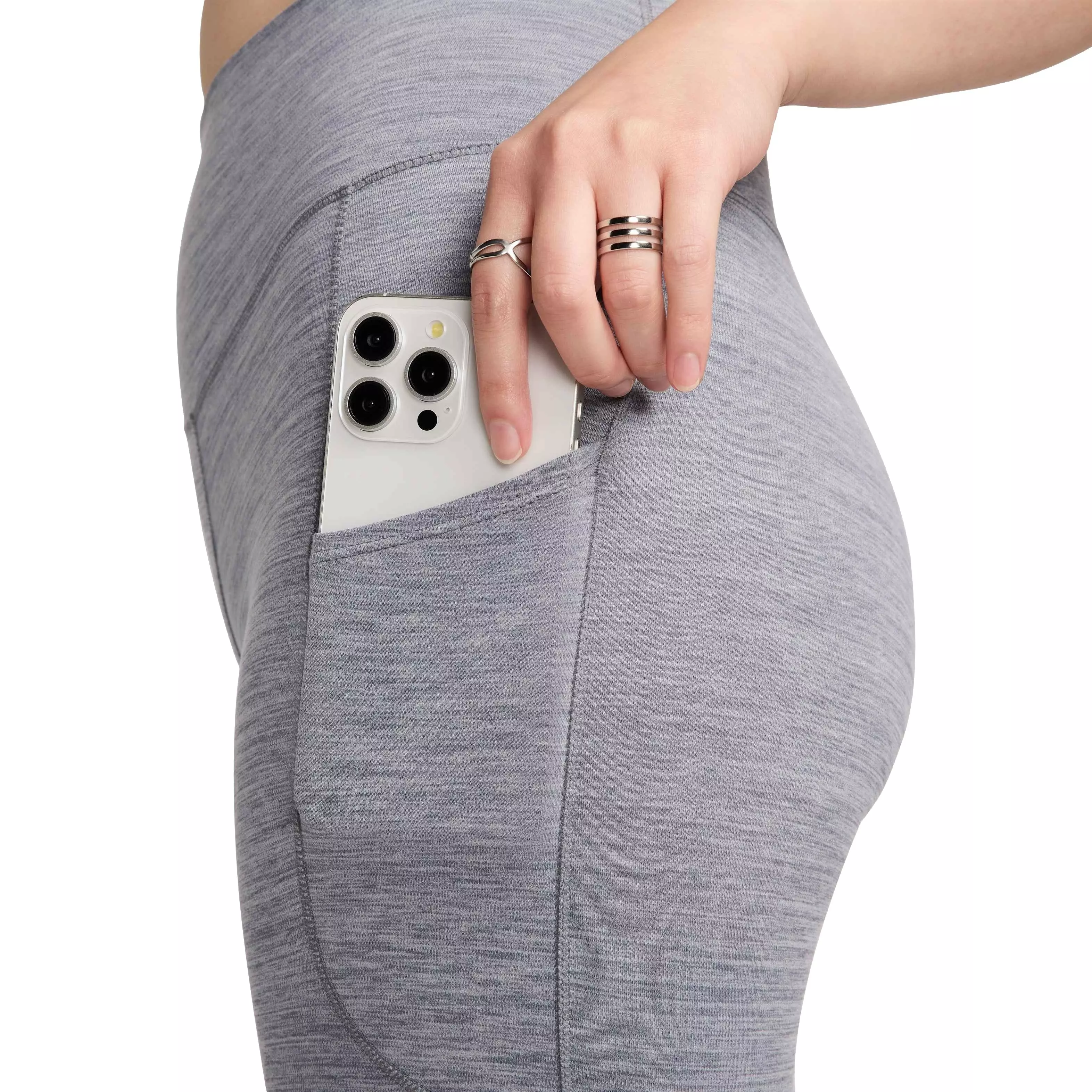 Nike Women's One High-Waisted 8" Biker Shorts with Pockets - GREY