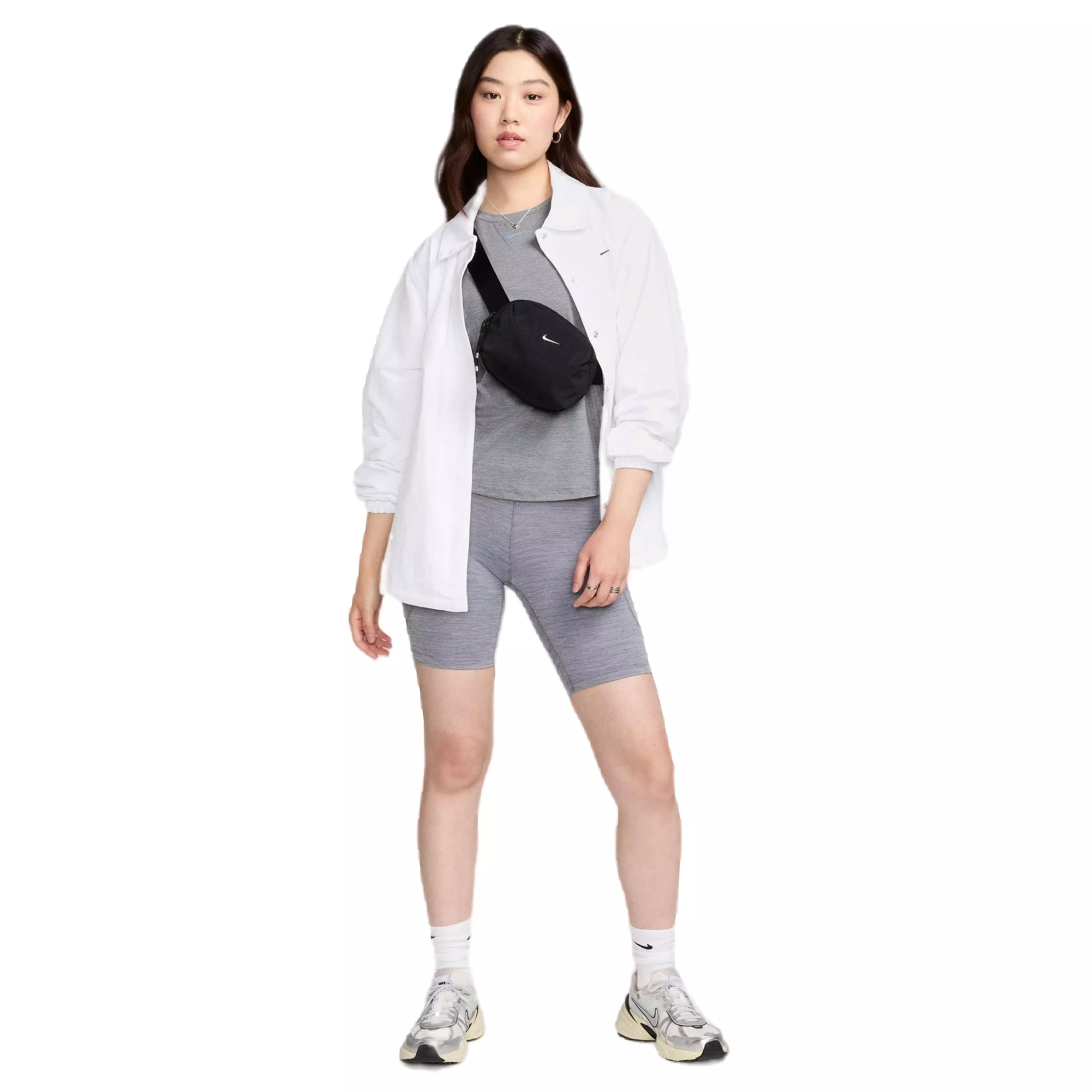 Nike Women's One High-Waisted 8" Biker Shorts with Pockets - GREY