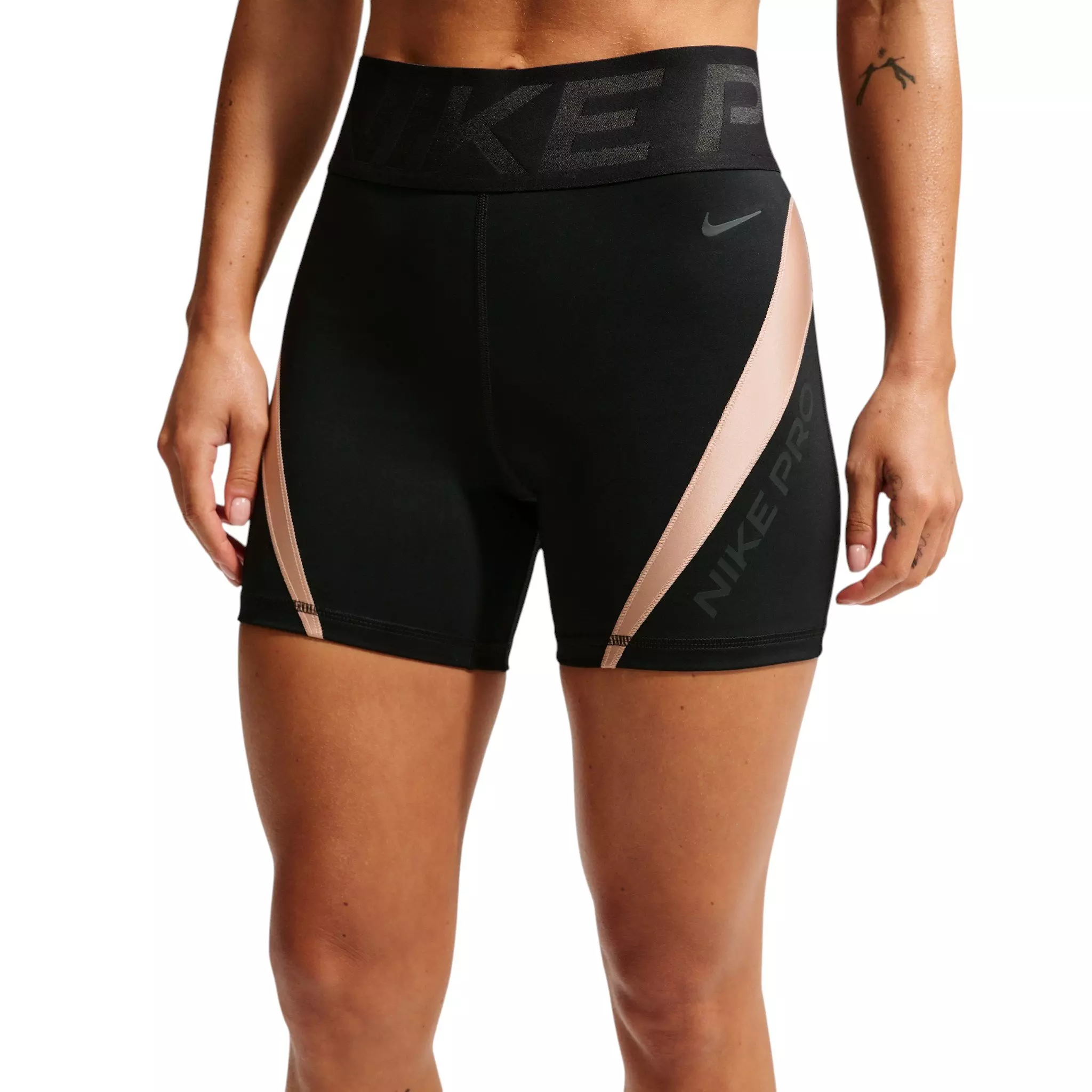 Nike Women's Pro Sculpt "Keely Hodgkinson" Dri-FIT High-Waisted 5" Biker Shorts - Black/Off-White - BLACK/OFF-WHITE