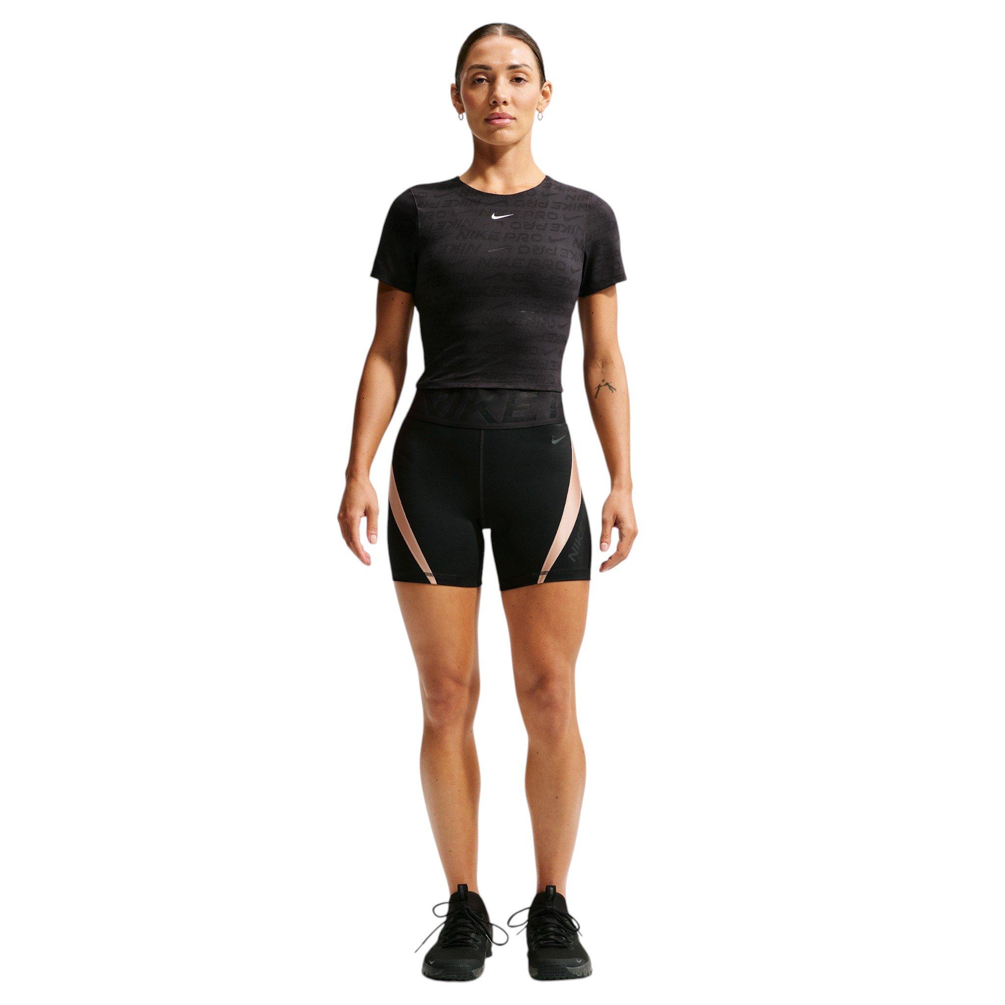 Nike Women's Pro Sculpt "Keely Hodgkinson" Dri-FIT High-Waisted 5" Biker Shorts - Black/Off-White - BLACK/OFF-WHITE