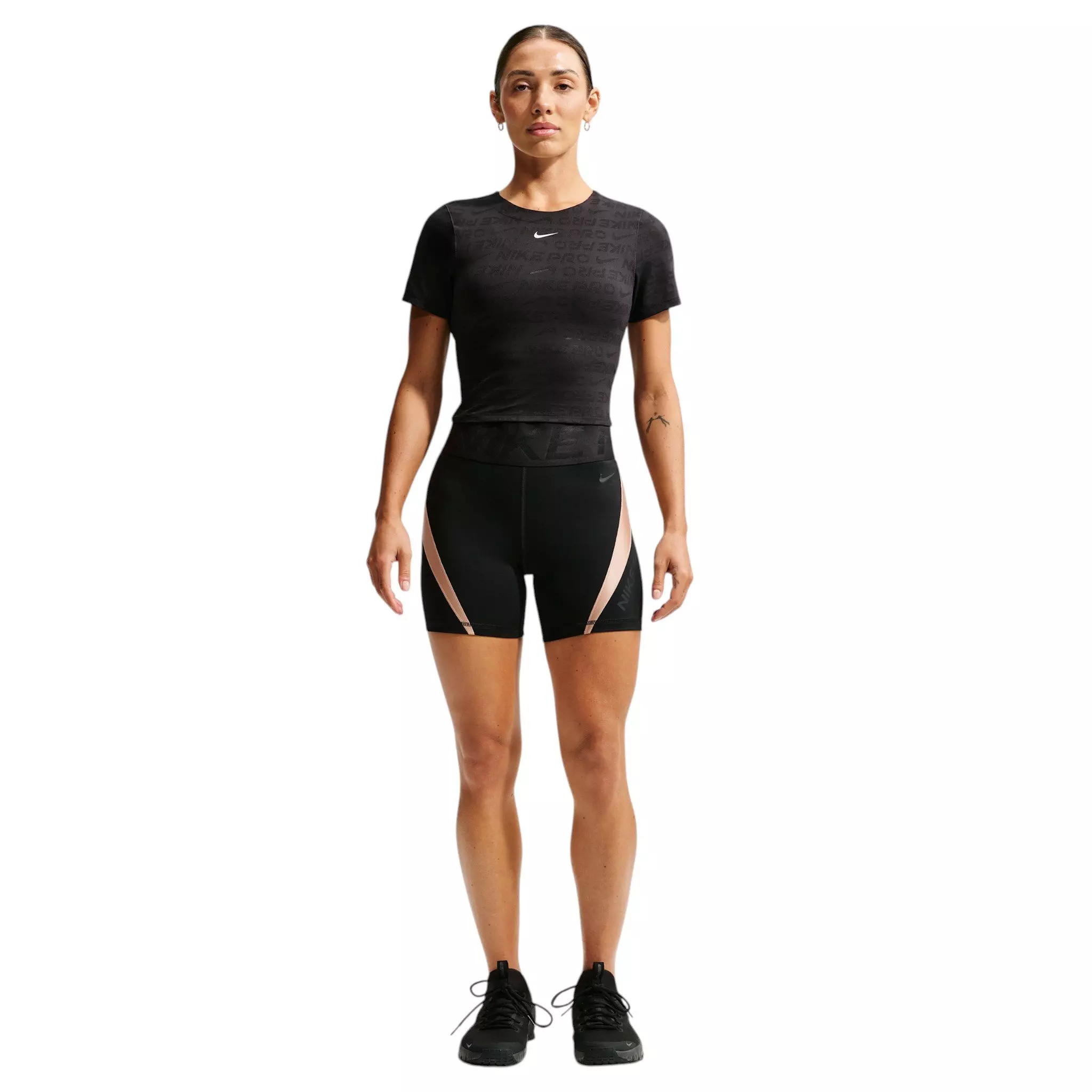 Nike Women's Pro Sculpt "Keely Hodgkinson" Dri-FIT High-Waisted 5" Biker Shorts - Black/Off-White - BLACK/OFF-WHITE