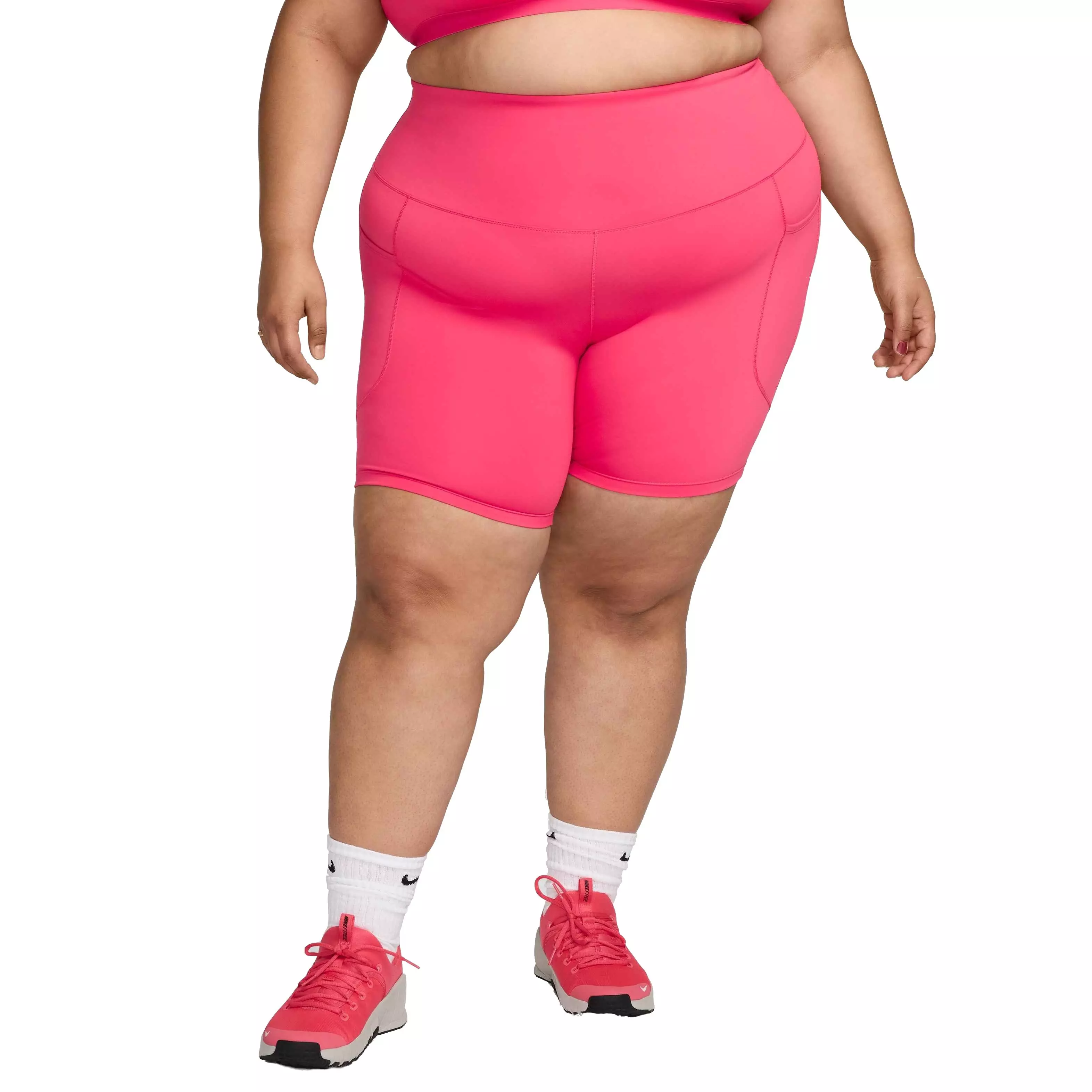 Nike Women's One 8" High-Waisted Biker Shorts with Pockets - PINK