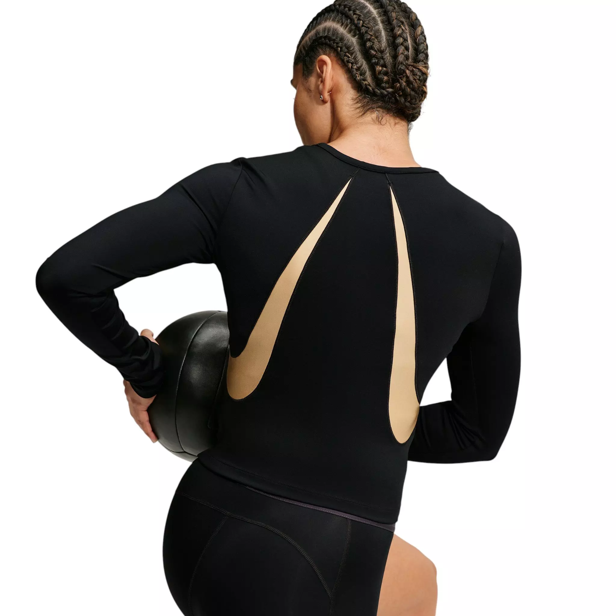 Nike Women's Pro Sculpt "Keely Hodgkinson" Dri-FIT Long Sleeve Top - Black/Off-White - BLACK/OFF-WHITE
