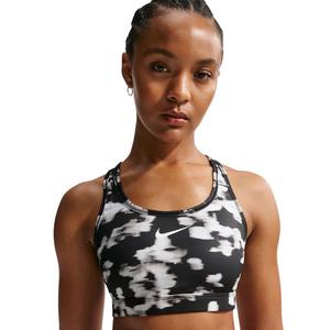 Nike Women's Swoosh Medium-Support Padded Printed Sports Bra - Black/White - BLACK/WHITE