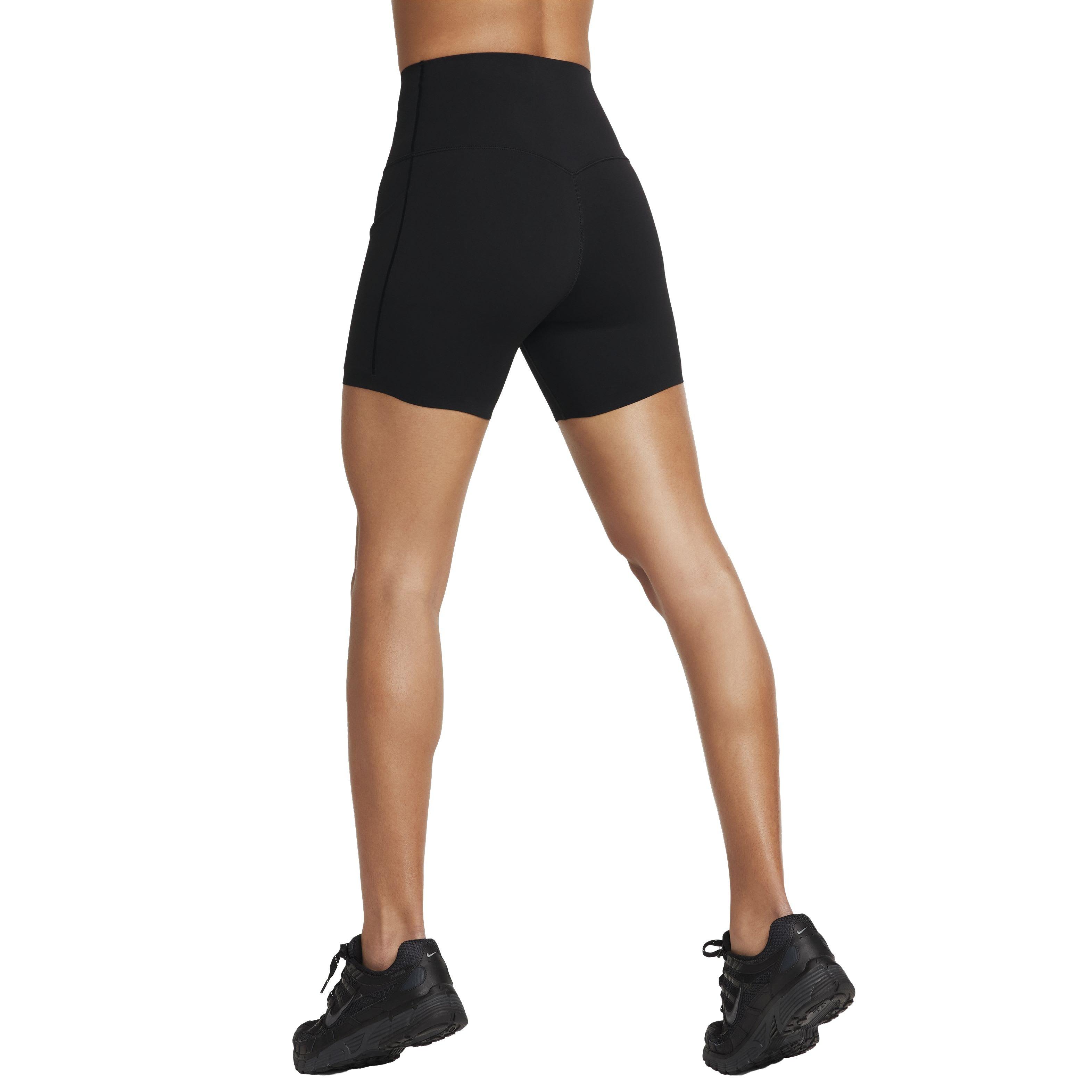 Nike Women's Universa Medium-Support High-Waisted 5" Biker Shorts with Pockets - BLACK Thumbnail View 2