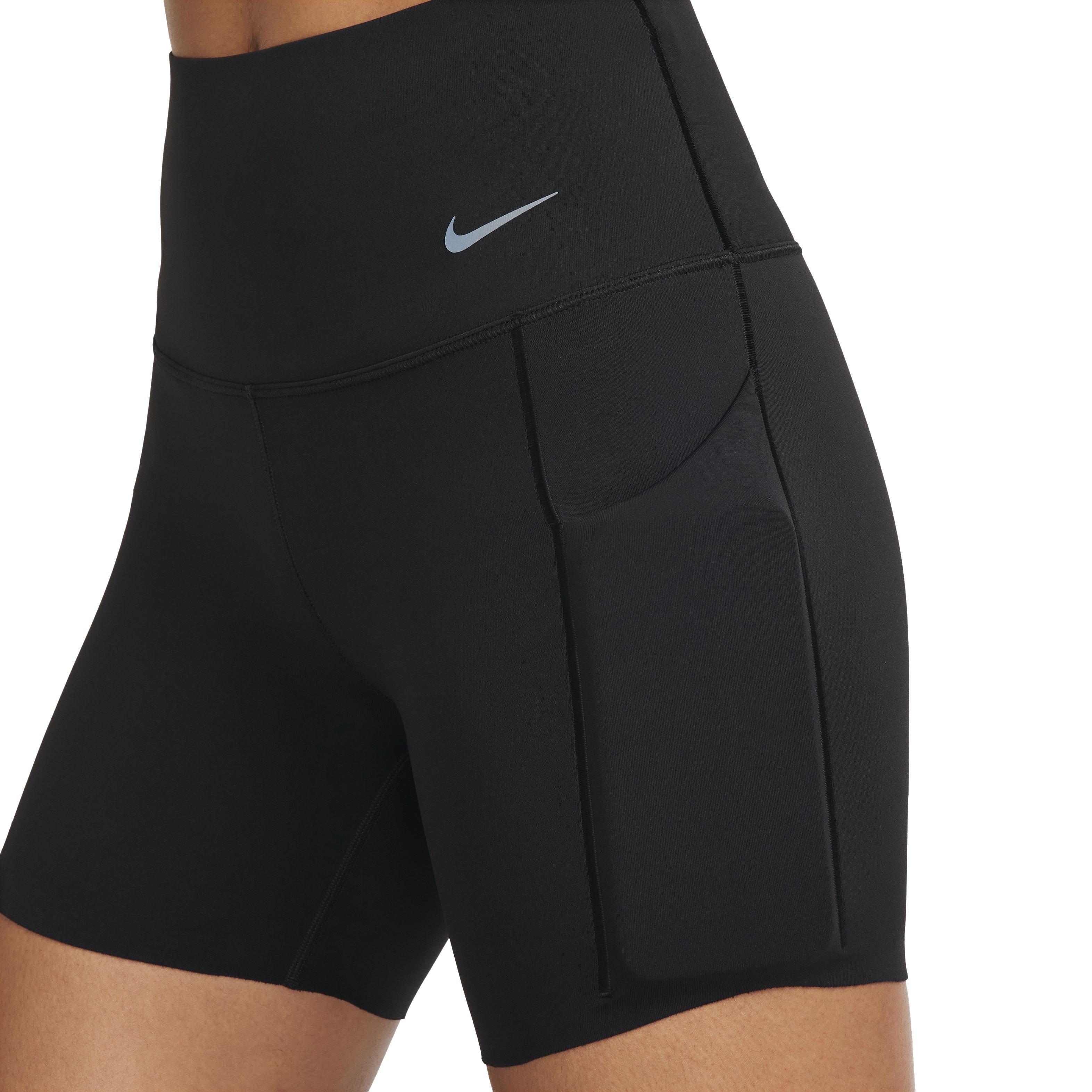 Nike Women's Universa Medium-Support High-Waisted 5" Biker Shorts with Pockets - BLACK Thumbnail View 3