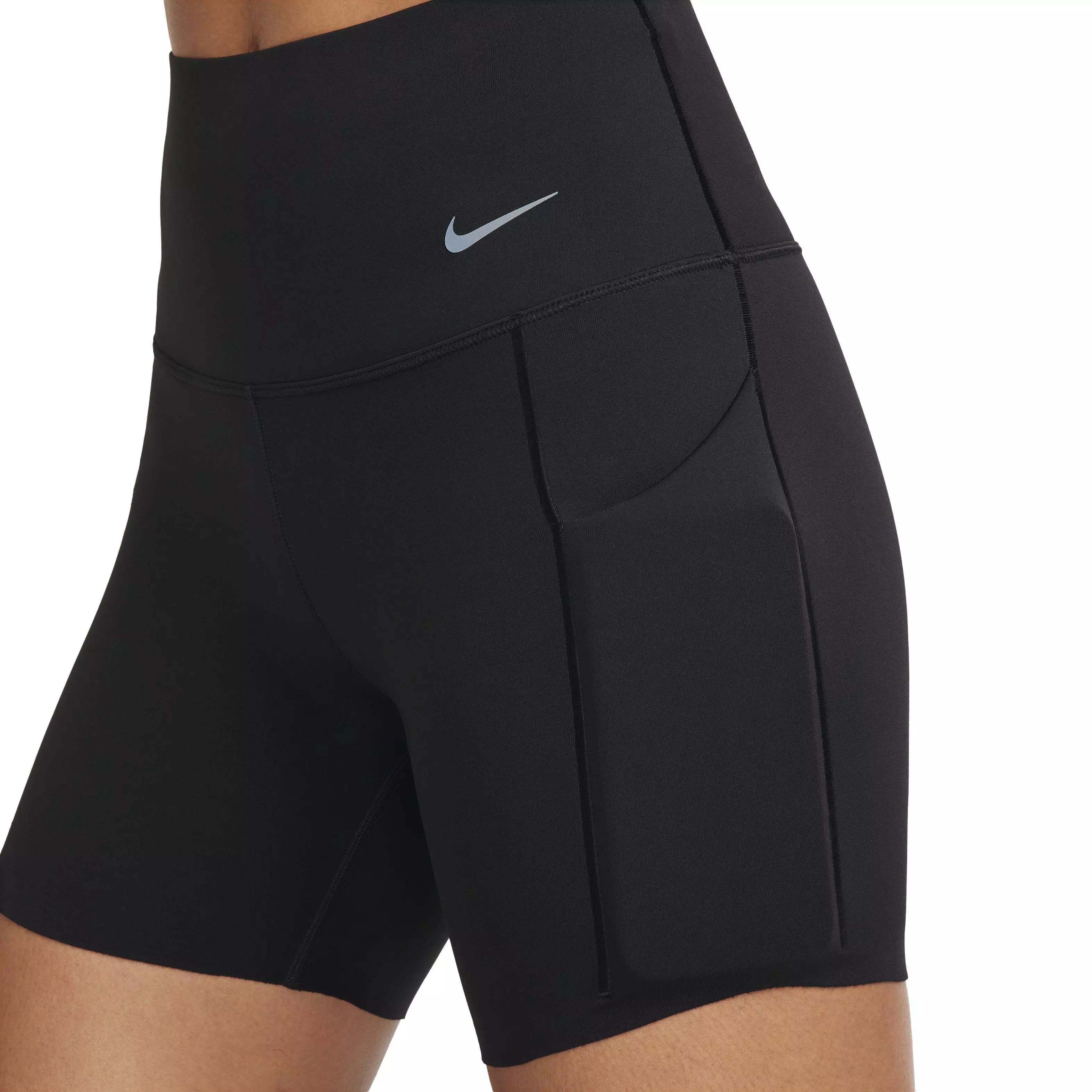 Nike Women's Universa Medium-Support High-Waisted 5" Biker Shorts with Pockets - BLACK