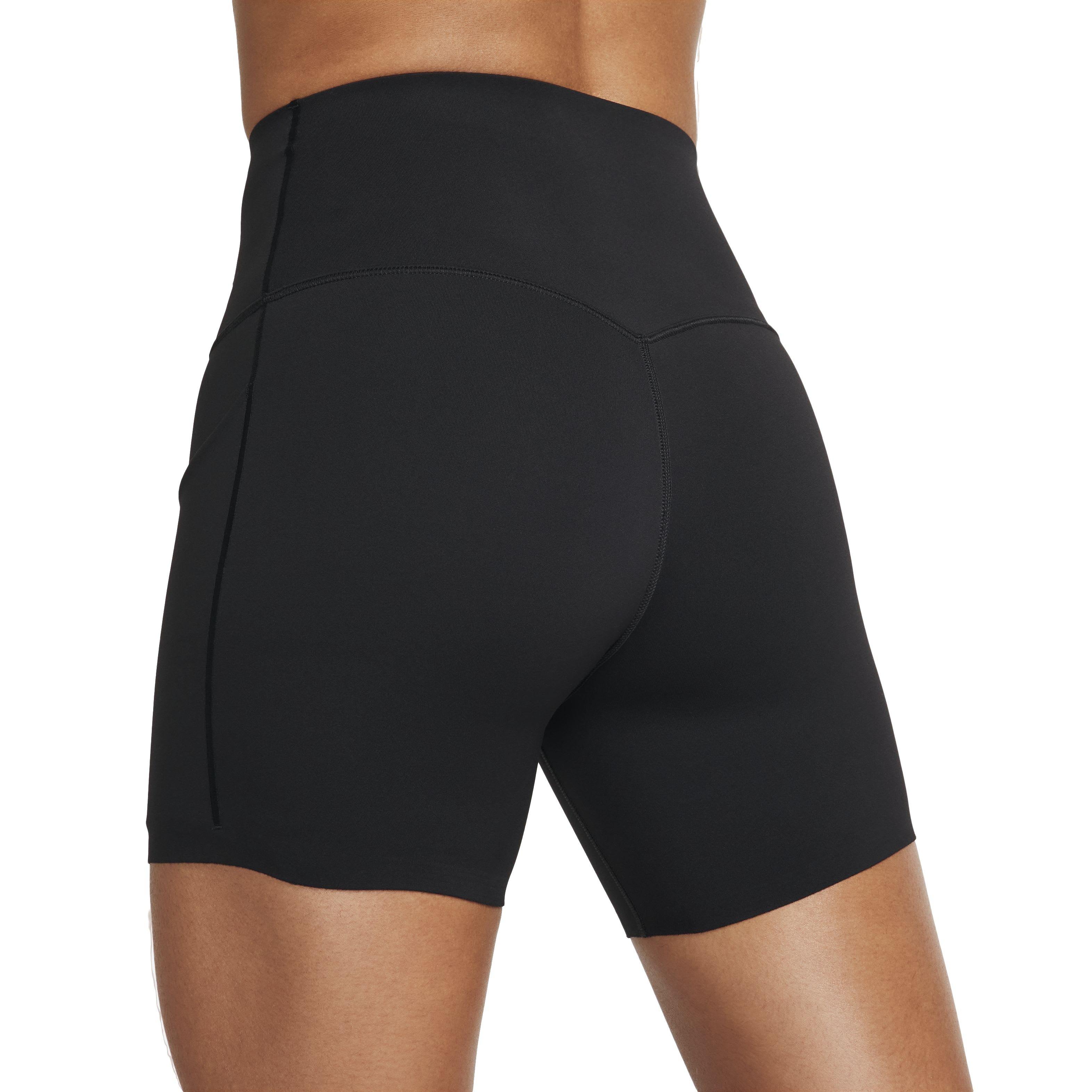 Nike Women's Universa Medium-Support High-Waisted 5" Biker Shorts with Pockets - BLACK Thumbnail View 4