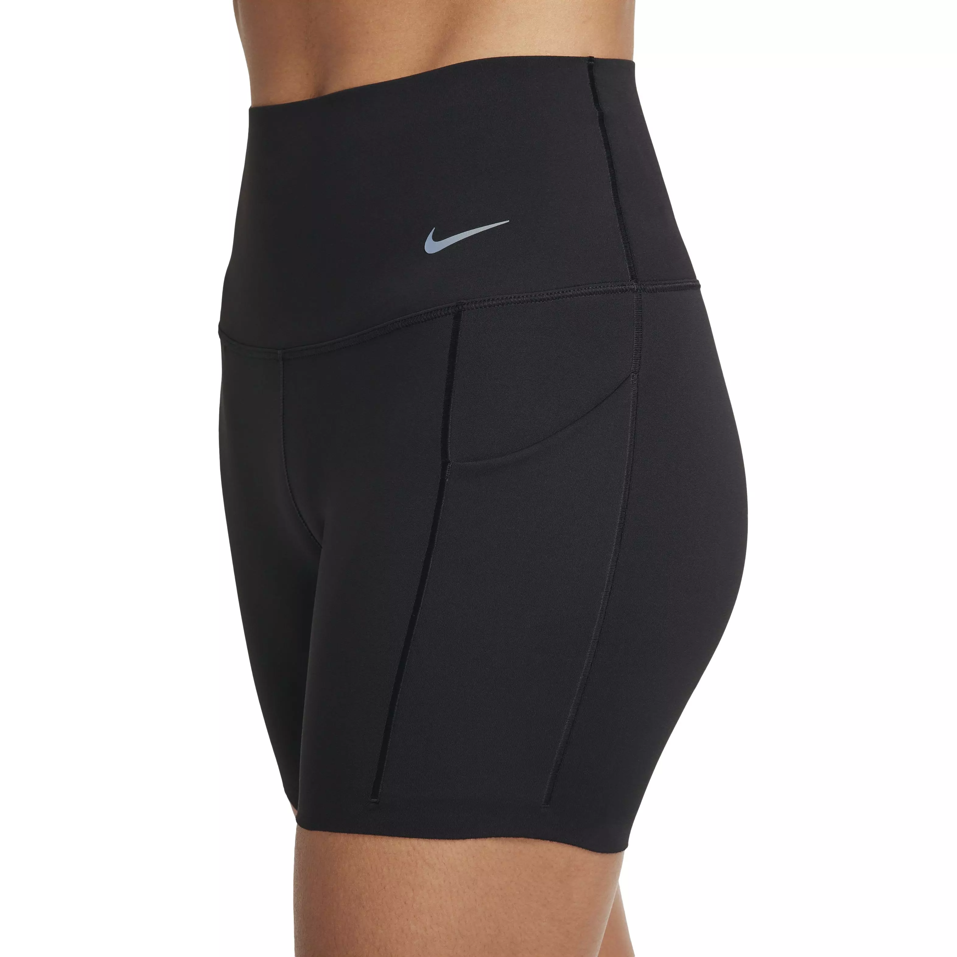 Nike Women's Universa Medium-Support High-Waisted 5" Biker Shorts with Pockets - BLACK