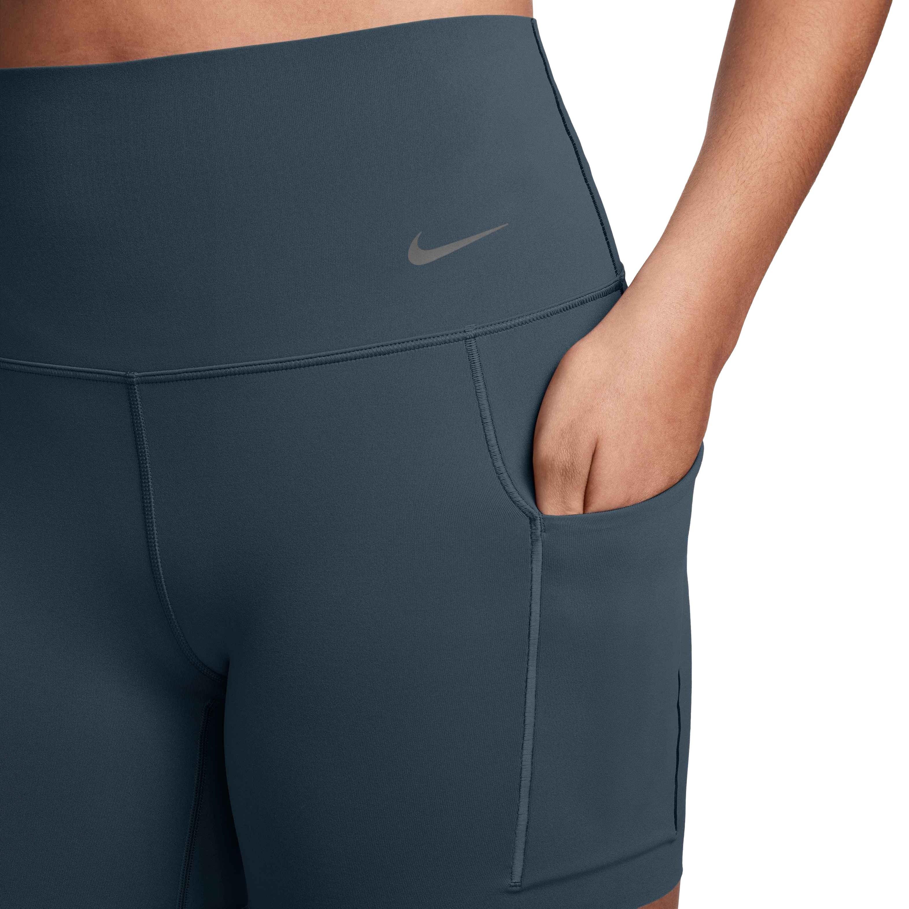 Nike Women's Universa Medium-Support High-Waisted 5" Biker Shorts with Pockets - NAVY Thumbnail View 4