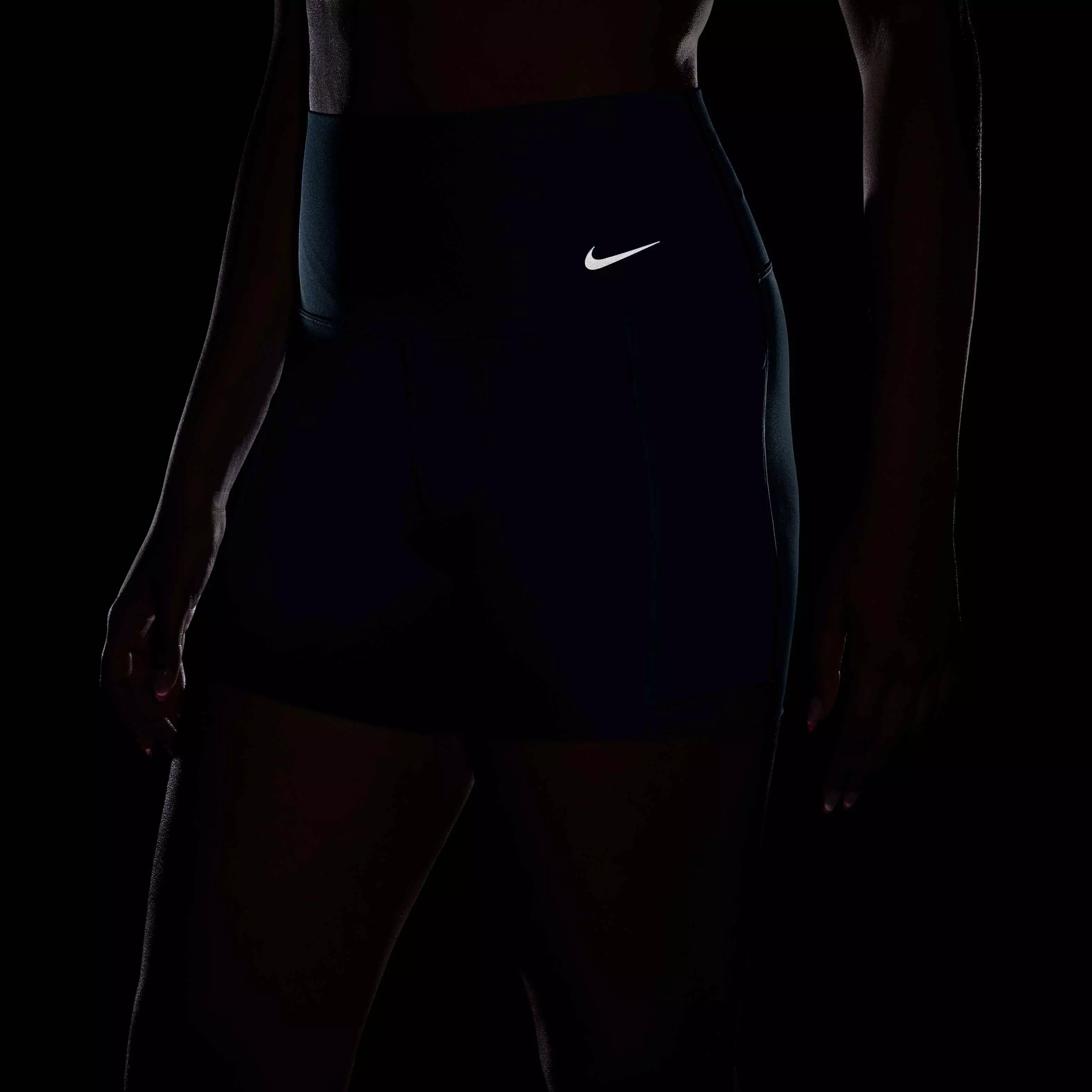 Nike Women's Universa Medium-Support High-Waisted 5" Biker Shorts with Pockets - NAVY