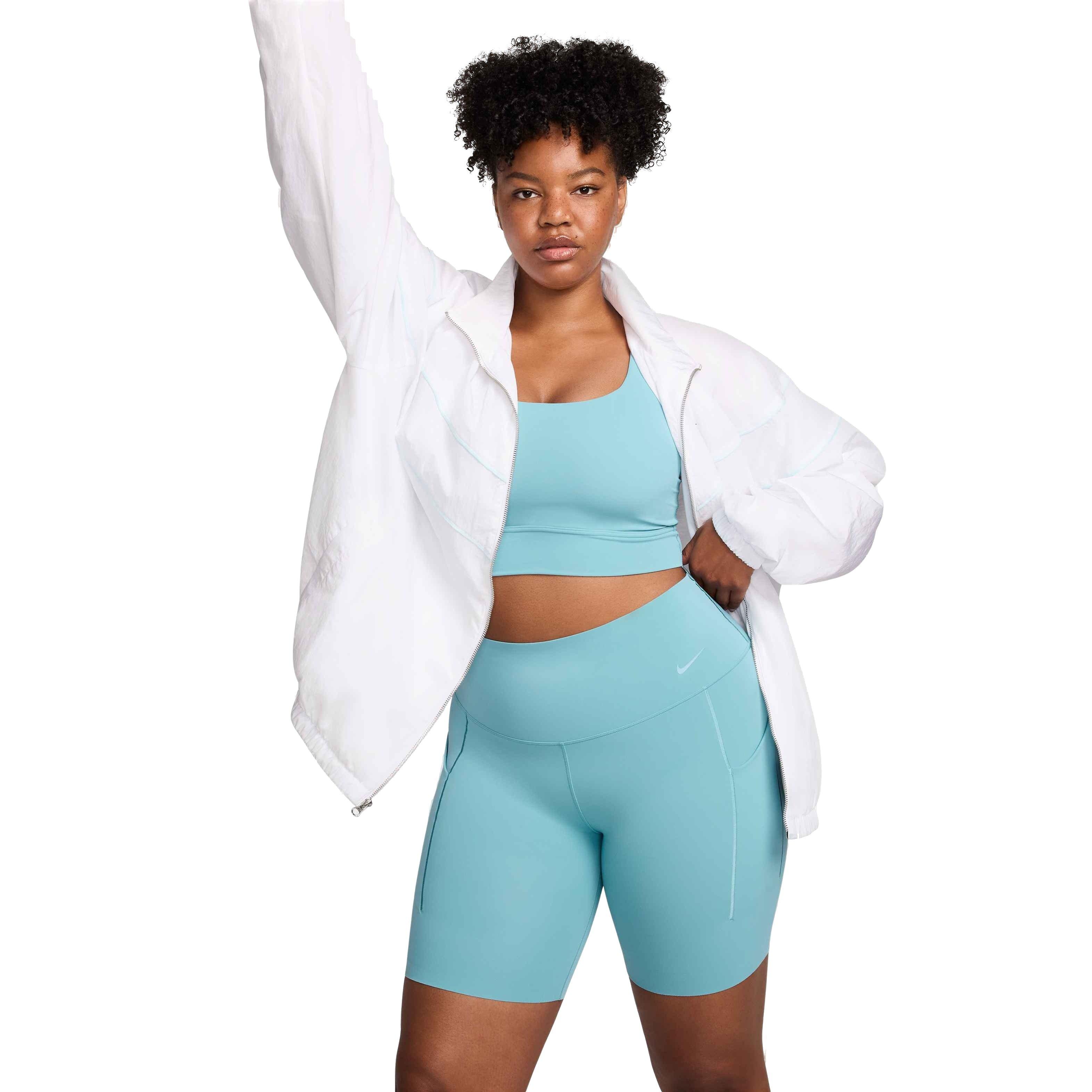 Nike Women's Universa Medium-Support High-Waisted 8" Biker Shorts with Pockets - TURQUOISE  Thumbnail View 1