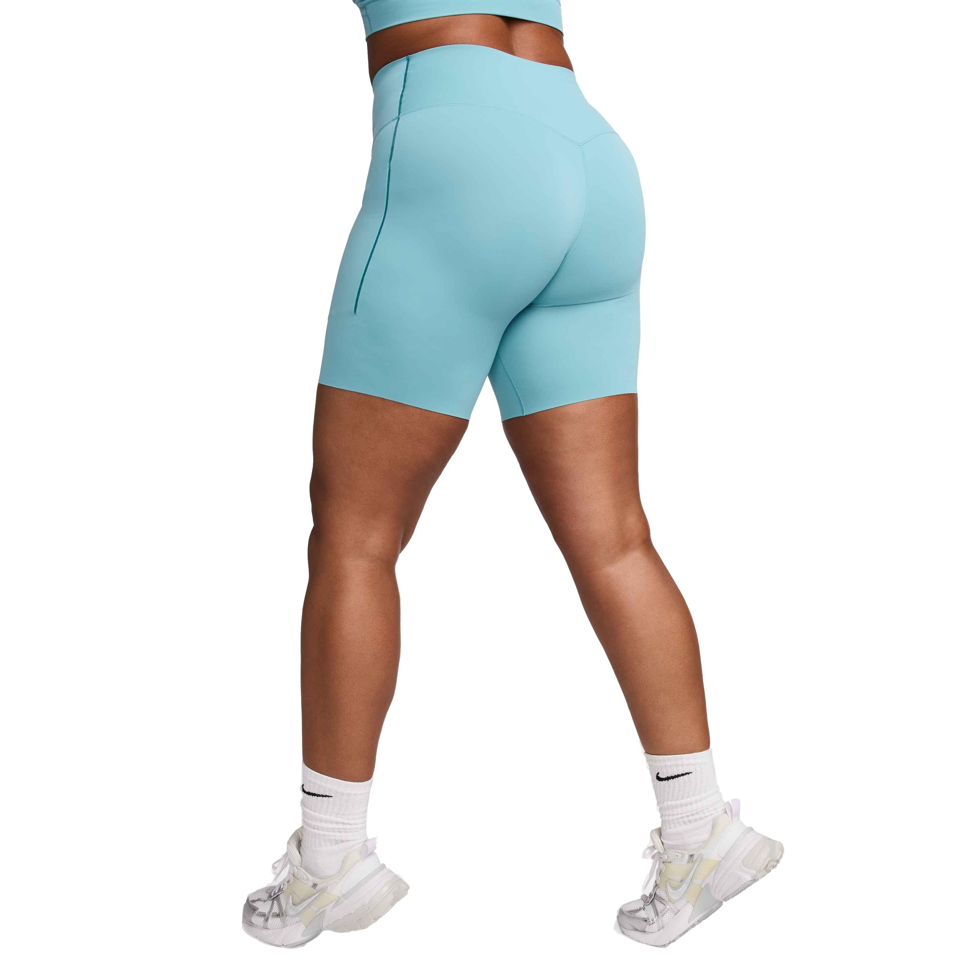 Nike Women's Universa Medium-Support High-Waisted 8" Biker Shorts with Pockets - TURQUOISE  Thumbnail View 2