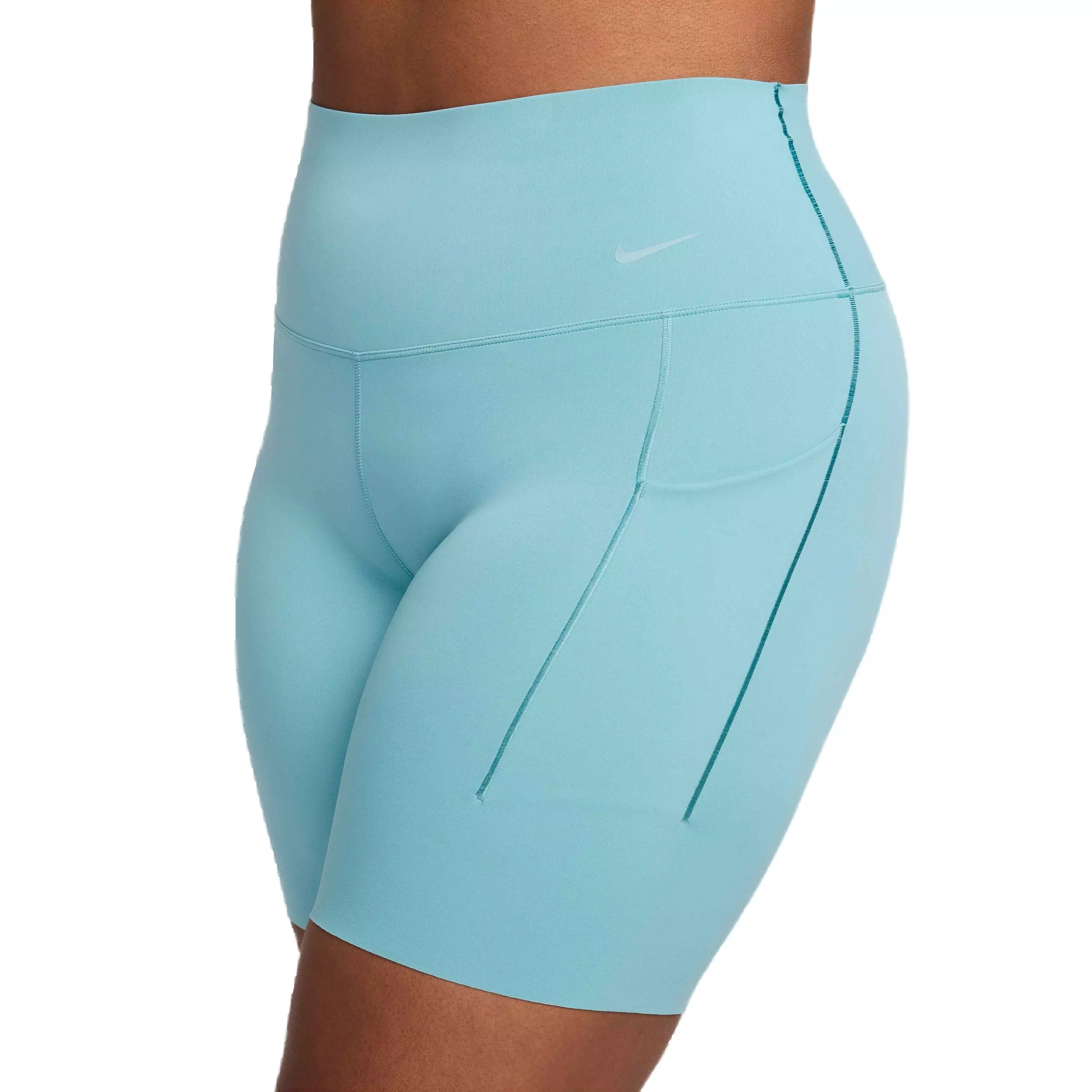 Nike Women's Universa Medium-Support High-Waisted 8" Biker Shorts with Pockets - TURQUOISE 