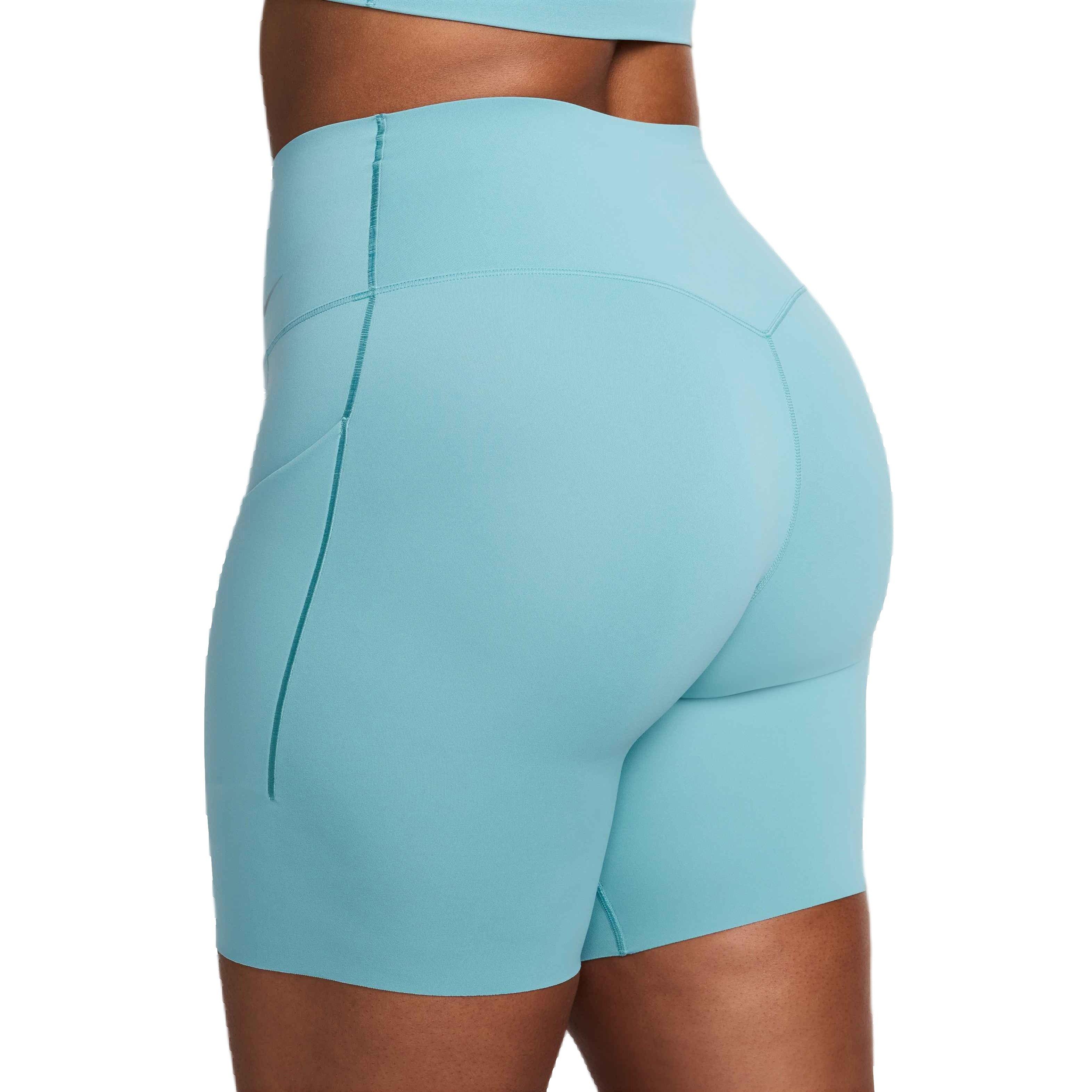Nike Women's Universa Medium-Support High-Waisted 8" Biker Shorts with Pockets - TURQUOISE  Thumbnail View 5