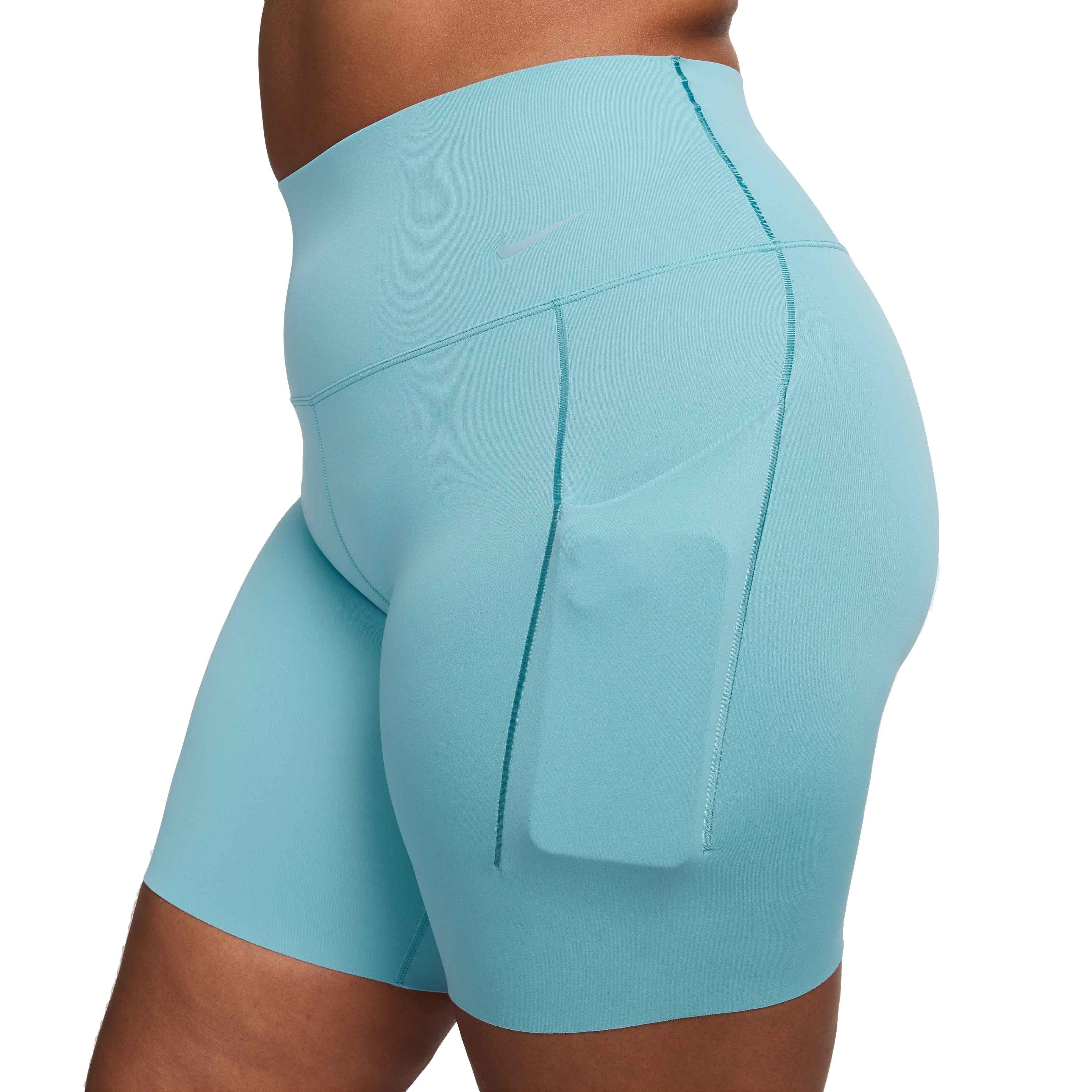 Nike Women's Universa Medium-Support High-Waisted 8" Biker Shorts with Pockets - TURQUOISE  Thumbnail View 6