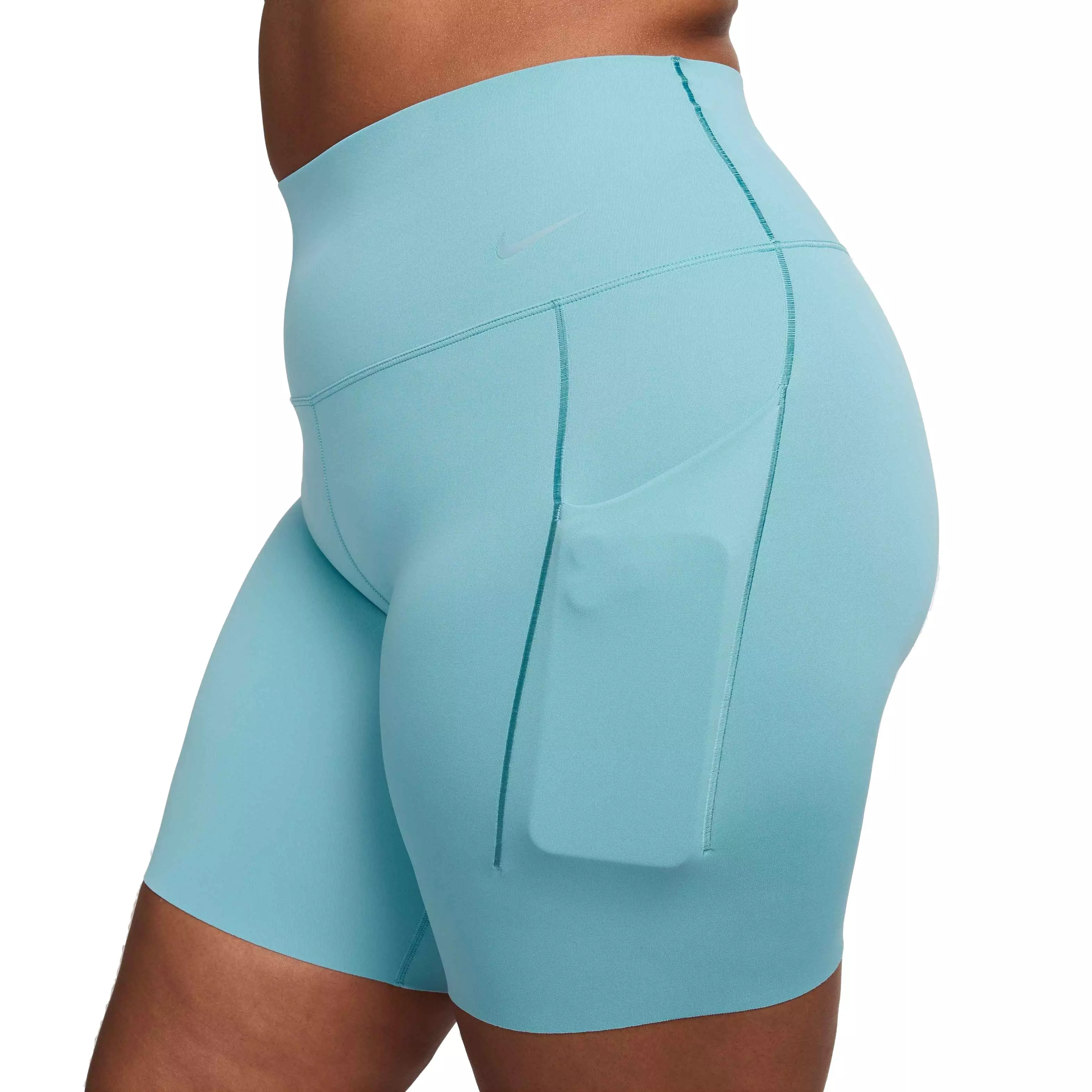 Nike Women's Universa Medium-Support High-Waisted 8" Biker Shorts with Pockets - TURQUOISE 