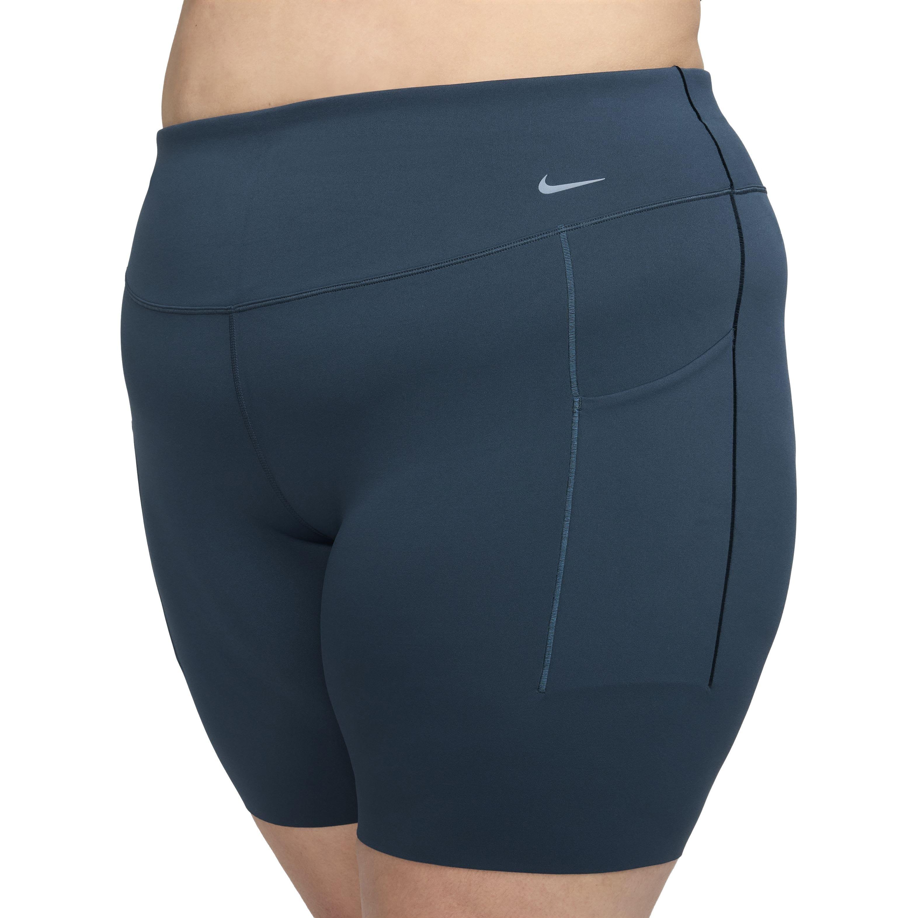 Nike Women's Universa Medium-Support High-Waisted 8" Biker Shorts with Pockets - Navy - NAVY Thumbnail View 3