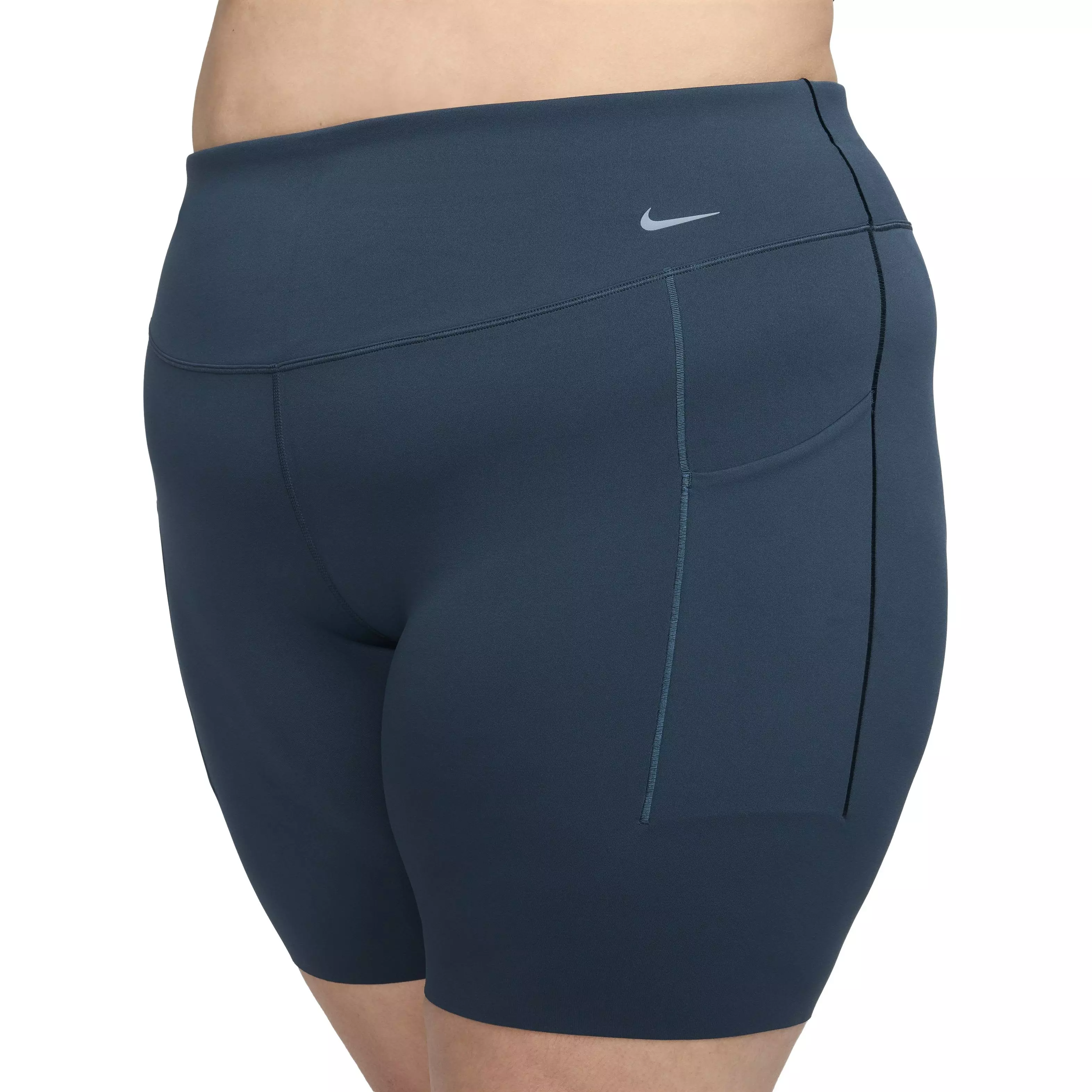 Nike Women's Universa Medium-Support High-Waisted 8" Biker Shorts with Pockets - Navy - NAVY