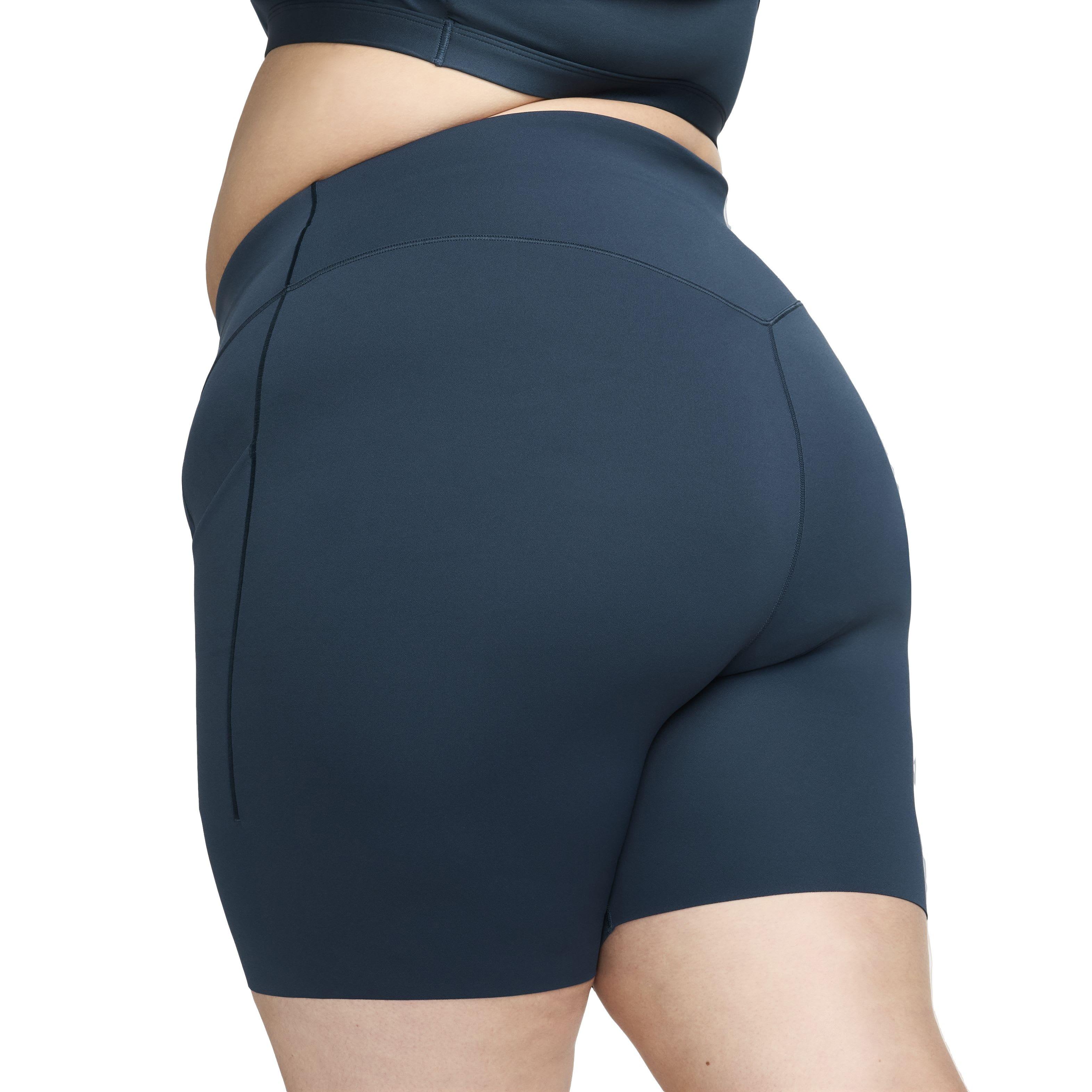 Nike Women's Universa Medium-Support High-Waisted 8" Biker Shorts with Pockets - Navy - NAVY Thumbnail View 4