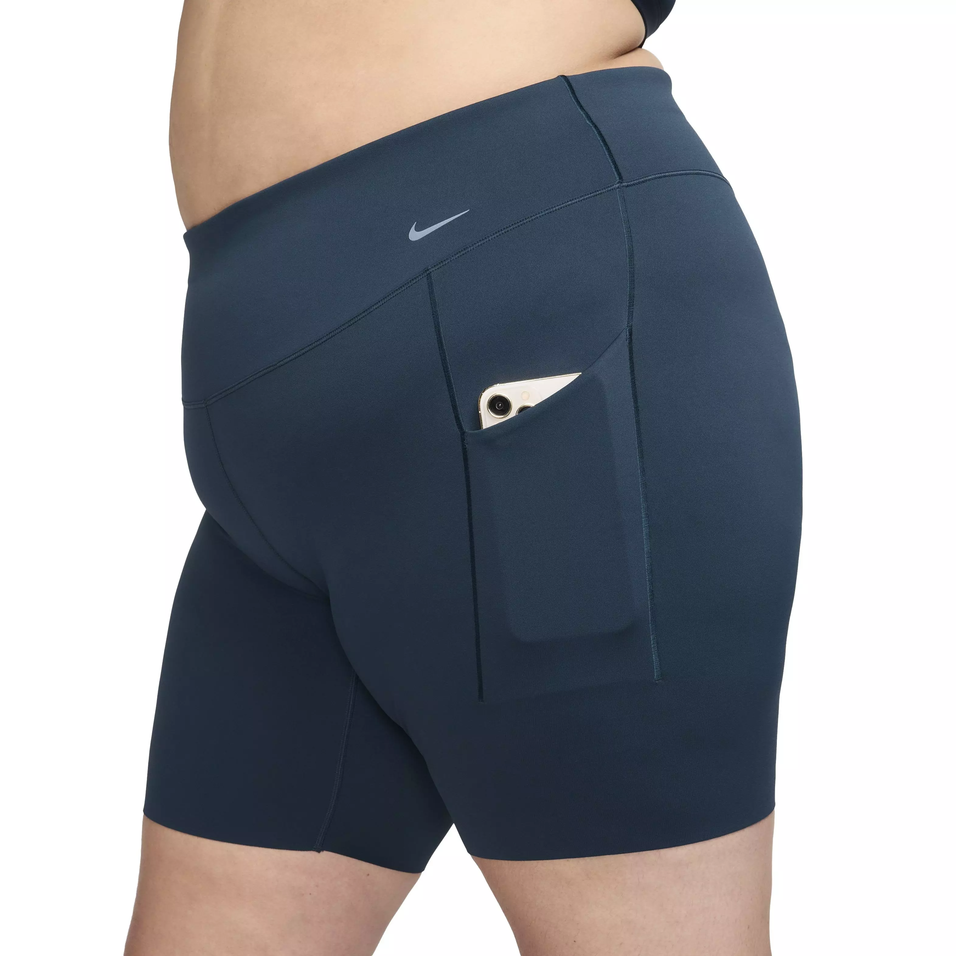 Nike Women's Universa Medium-Support High-Waisted 8" Biker Shorts with Pockets - Navy - NAVY