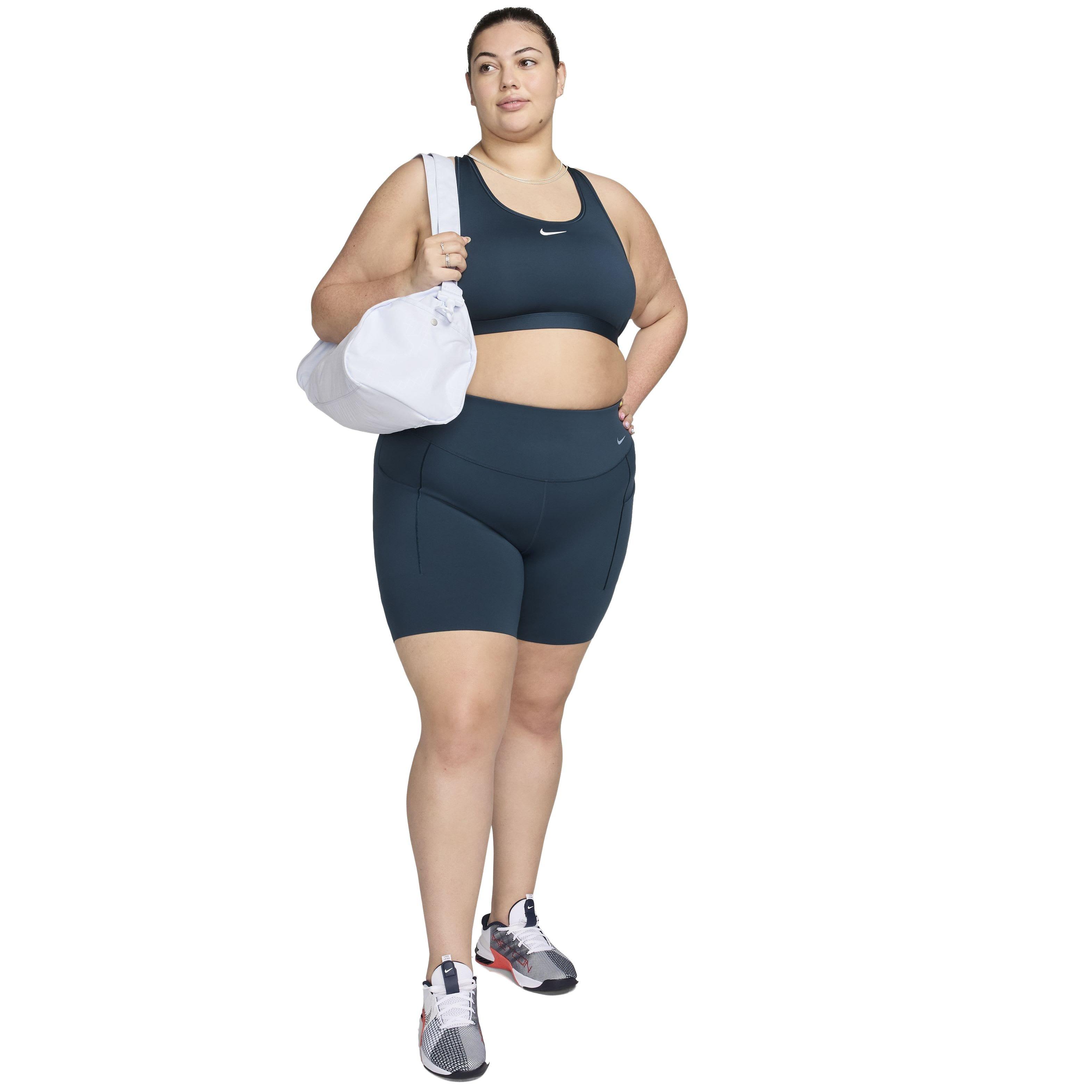 Nike Women's Universa Medium-Support High-Waisted 8" Biker Shorts with Pockets - Navy - NAVY Thumbnail View 7