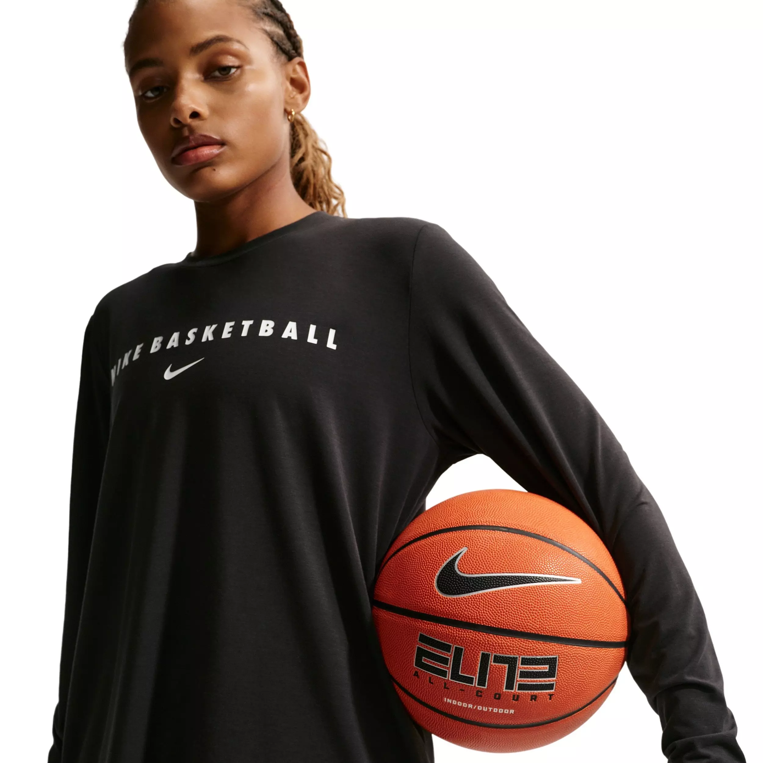 Nike Women's Dri-FIT Long-Sleeve Warm-Up Basketball Top - Black - BLACK