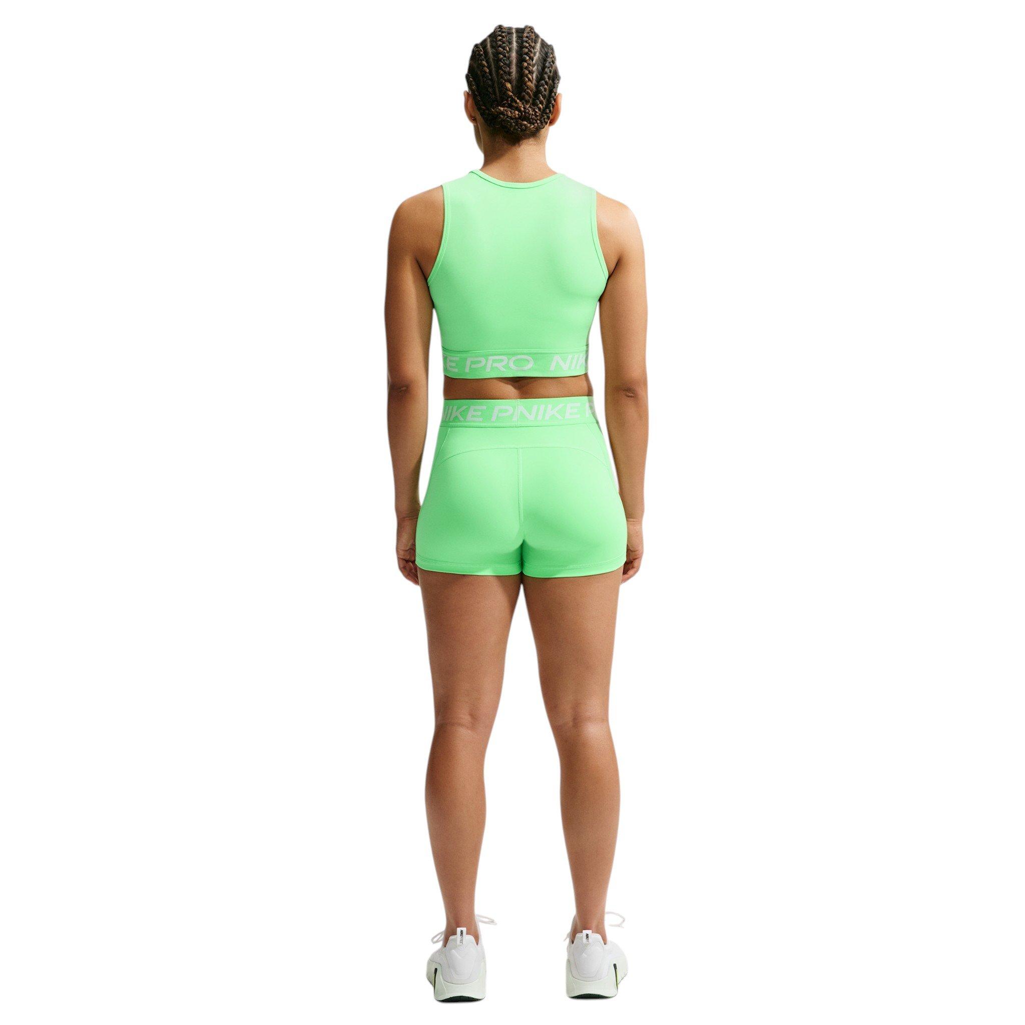 Nike Women's Pro Mid-Rise 3" Biker Shorts - Green/White - GREEN/WHITE