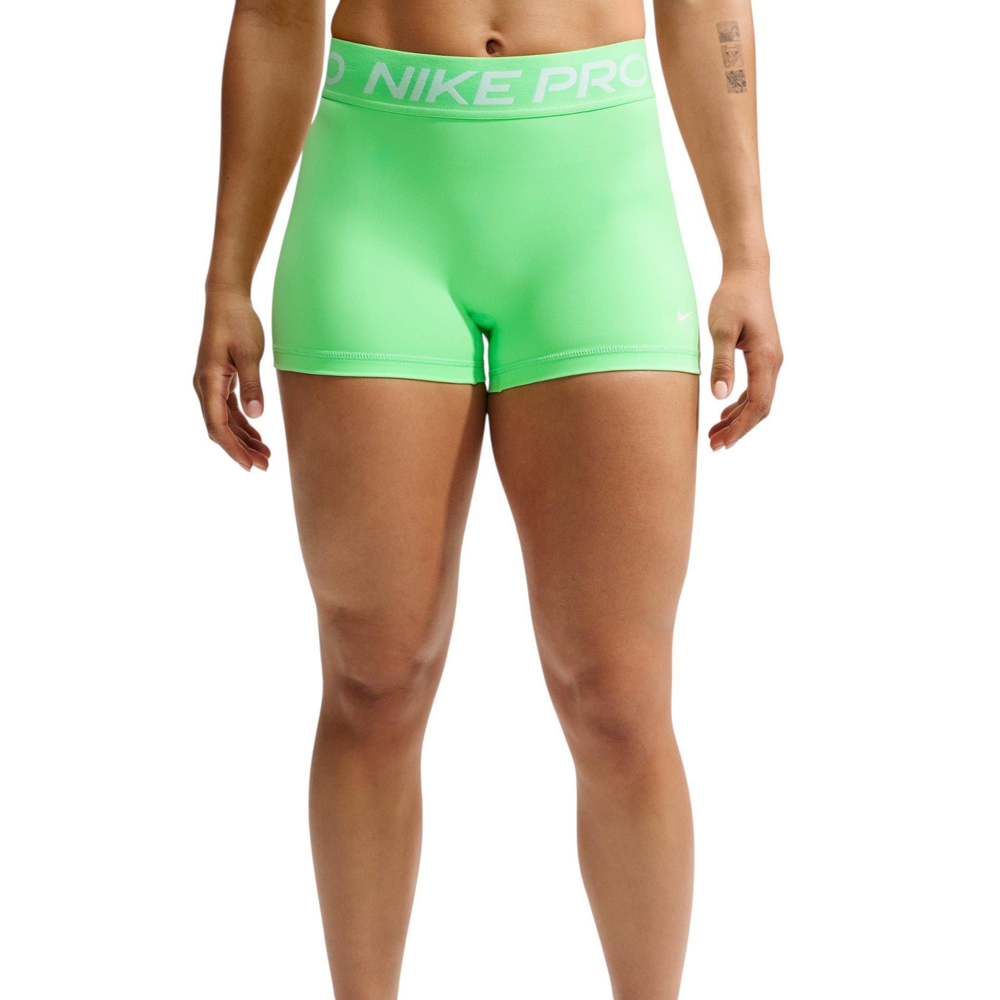 Nike Women's Pro Mid-Rise 3" Biker Shorts - Green/White - GREEN/WHITE