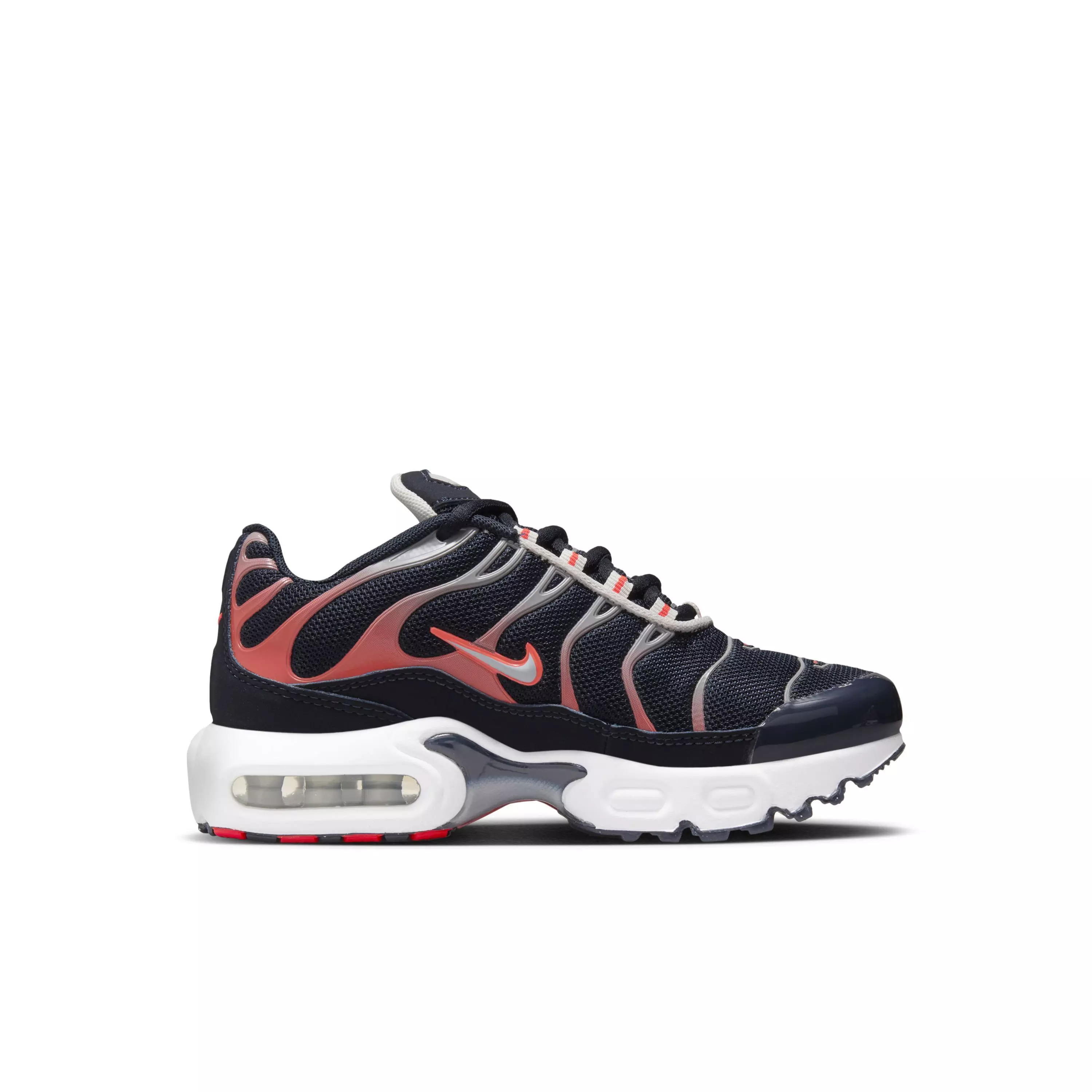 Nike Air Max Plus "Dark Obsidian/Bright Crimson/Light Smoke Grey/Phantom" Preschool Boys' Shoe - DK OBSIDIAN/CRIMSON/LT GREY/PHANTOM