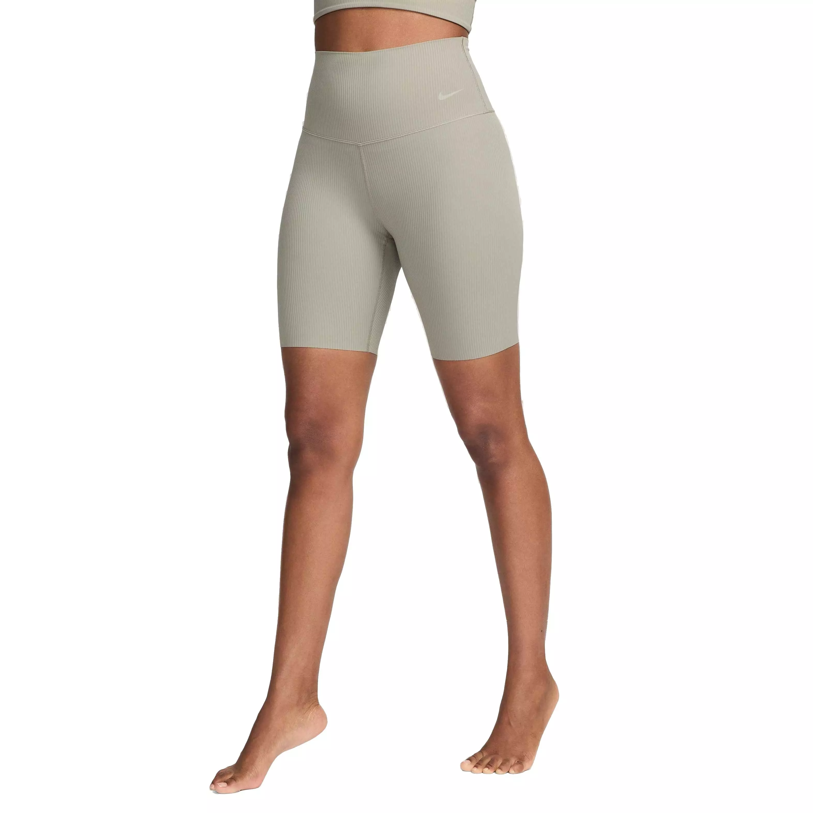Nike Women's Dri-FIT Zenvy HR 8" Gentle-Support Rib Biker Shorts - LT ARMY GREEN