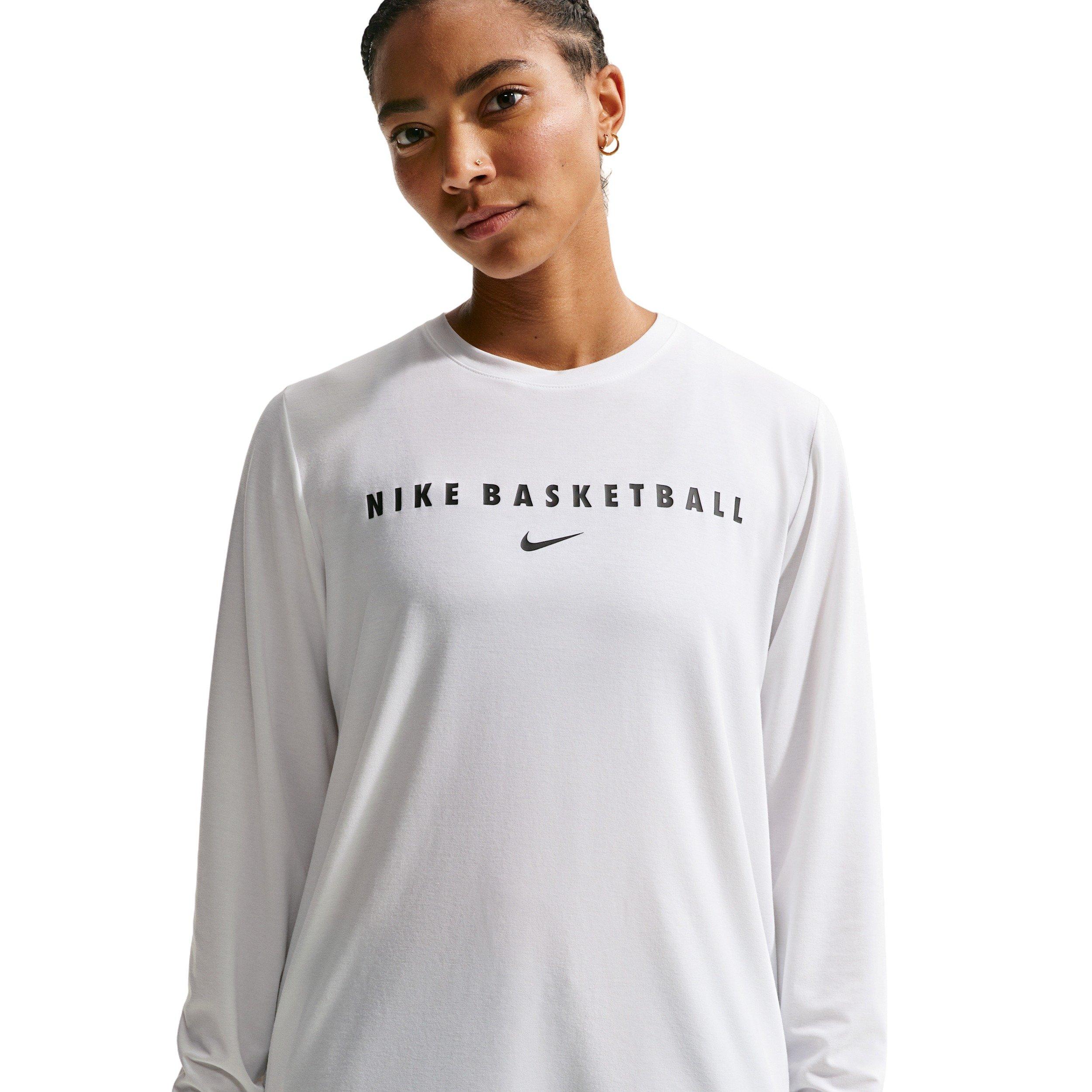 Nike Women's Dri-FIT Long-Sleeve Warm-Up Basketball Top - White - WHITE Thumbnail View 1