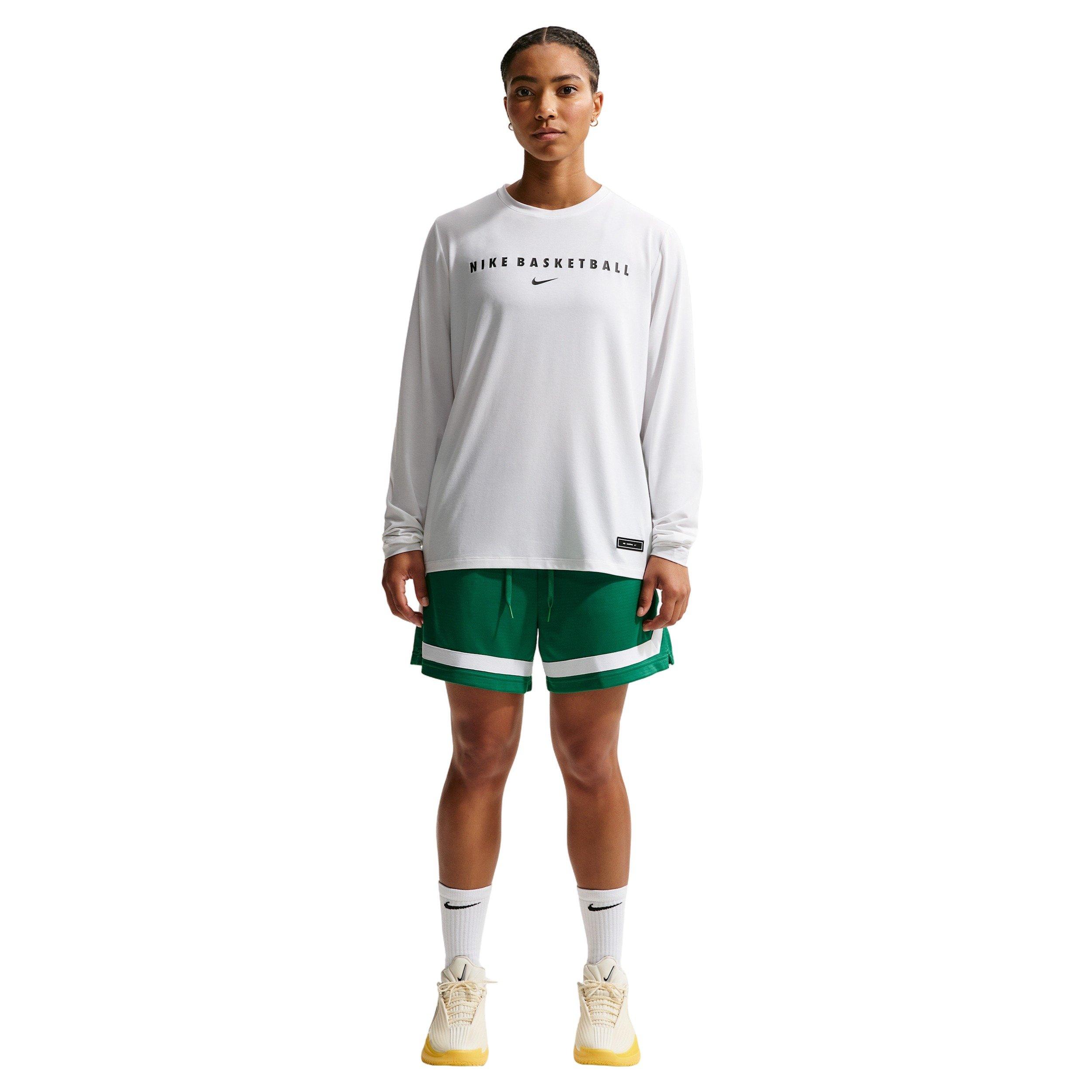 Nike Women's Dri-FIT Long-Sleeve Warm-Up Basketball Top - White - WHITE Thumbnail View 4