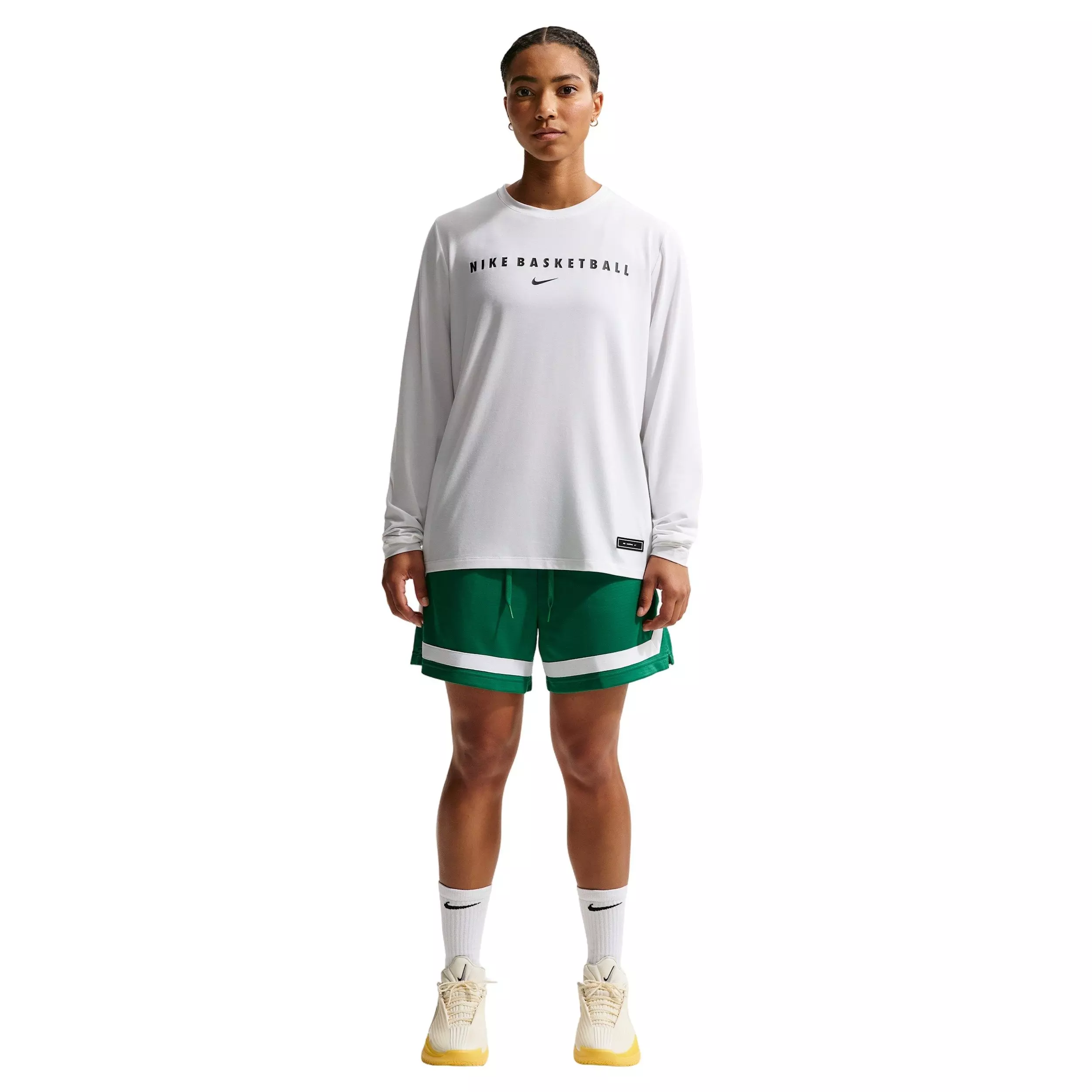 Nike Women's Dri-FIT Long-Sleeve Warm-Up Basketball Top - White - WHITE