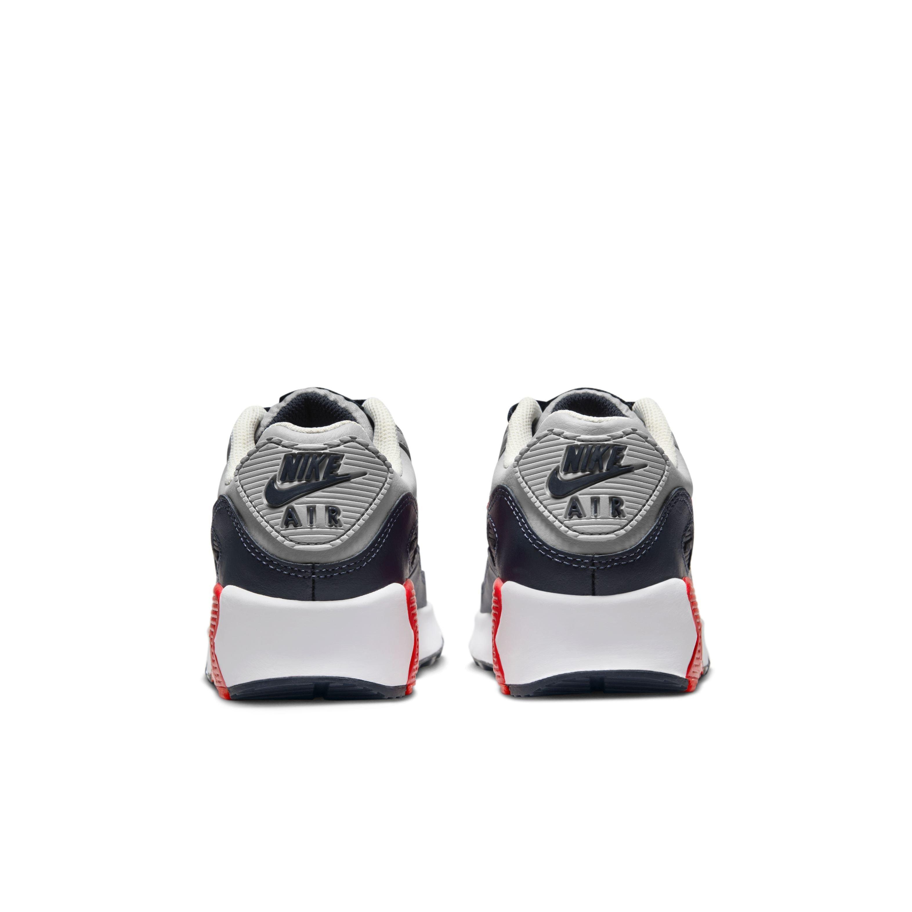 Nike Air Max 90 LTR "Light Smoke Grey/Dark Obsidian/Phantom/Bright Crimson" Grade School Boys' Shoe - LT GREY/DK OBSIDIAN/PHANTOM/CRIMSON Thumbnail View 5
