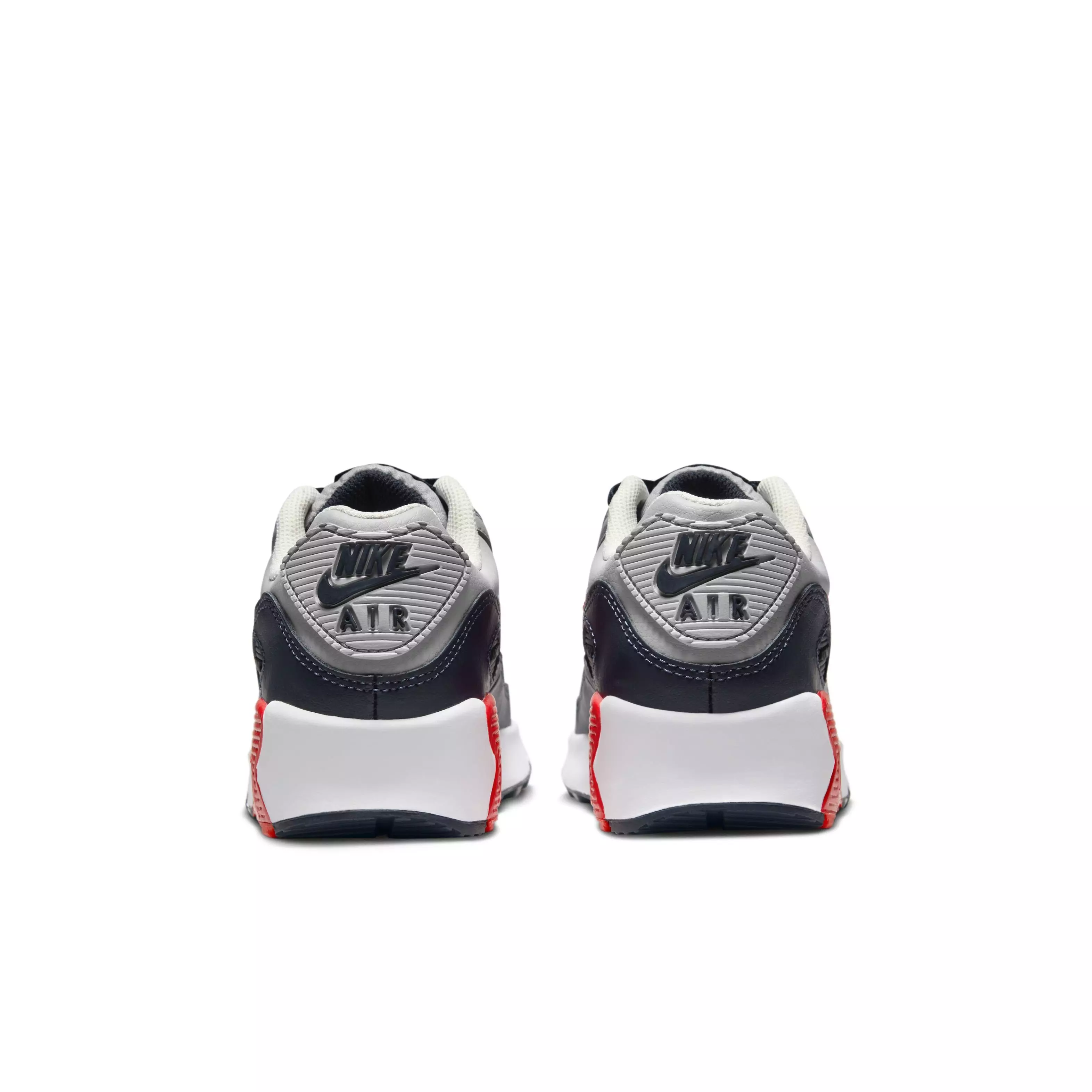 Nike Air Max 90 LTR "Light Smoke Grey/Dark Obsidian/Phantom/Bright Crimson" Grade School Boys' Shoe - LT GREY/DK OBSIDIAN/PHANTOM/CRIMSON
