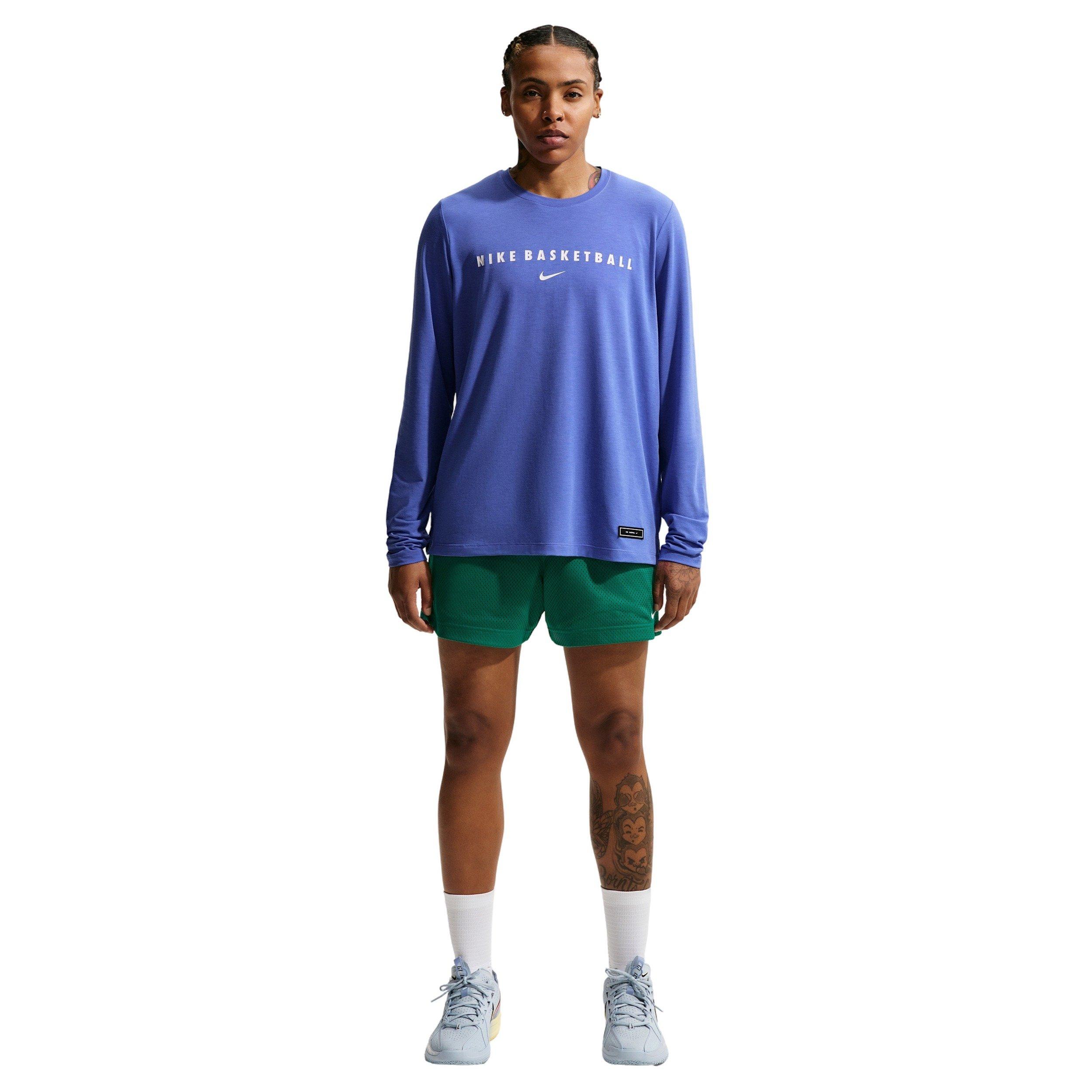 Nike Women's Dri-FIT Long-Sleeve Warm-Up Basketball Top - Blue - BLUE Thumbnail View 4
