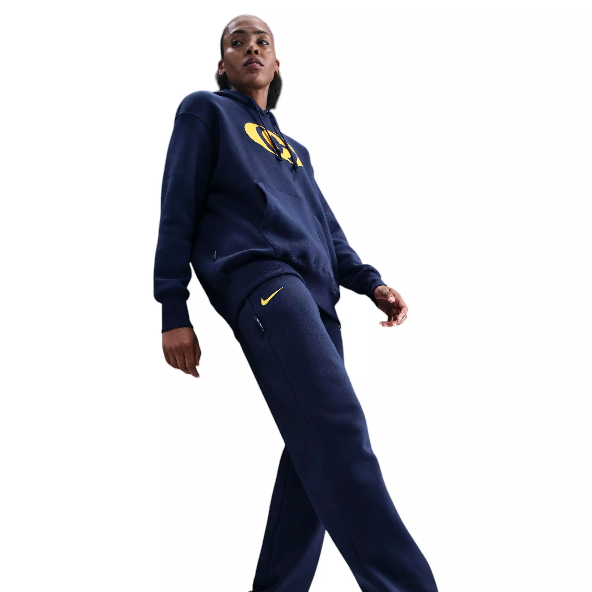 Nike Unisex Caitlin Clark Basketball Phoenix Fleece Pants - Navy/Yellow - NAVY/YELLOW