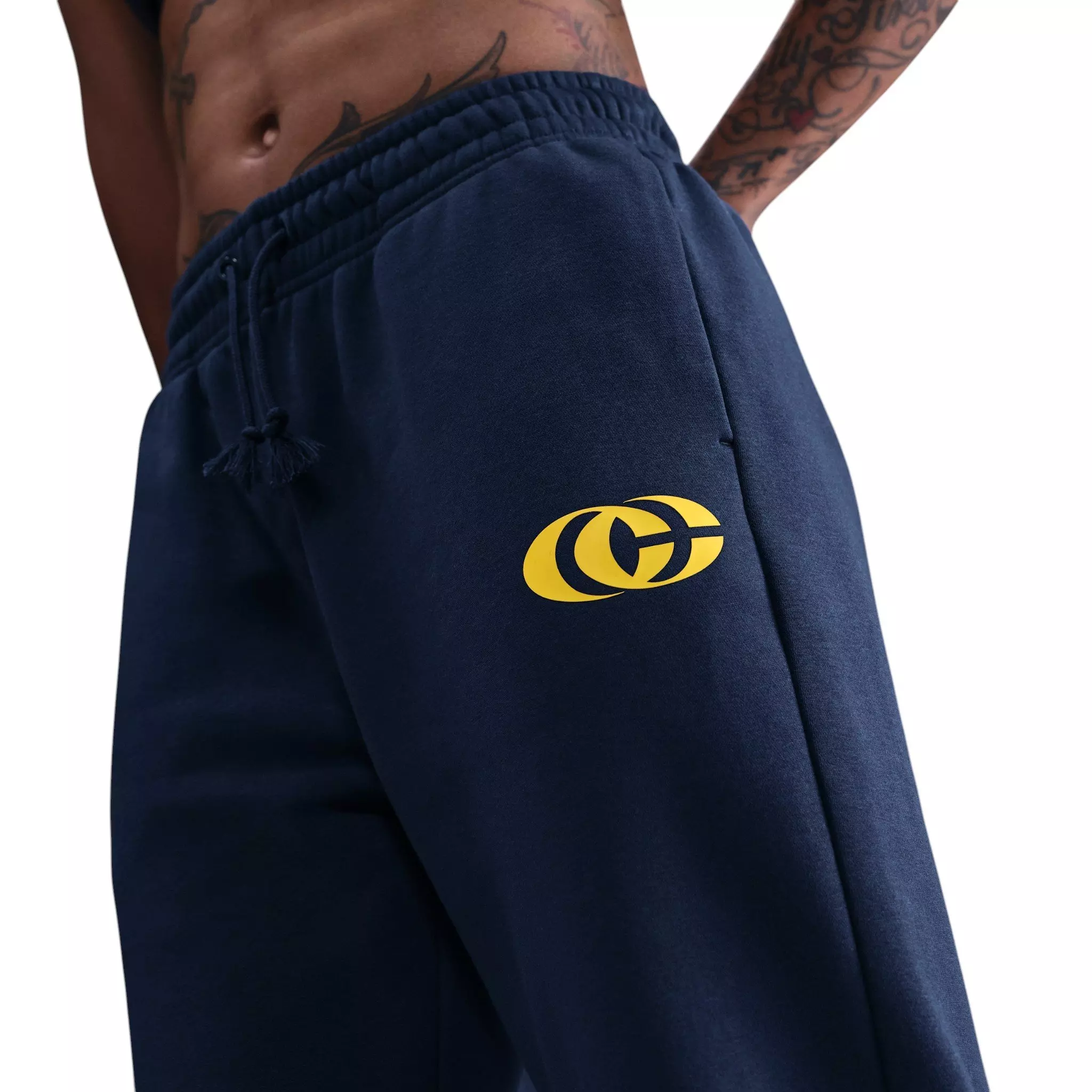 Nike Unisex Caitlin Clark Basketball Phoenix Fleece Pants - Navy/Yellow - NAVY/YELLOW