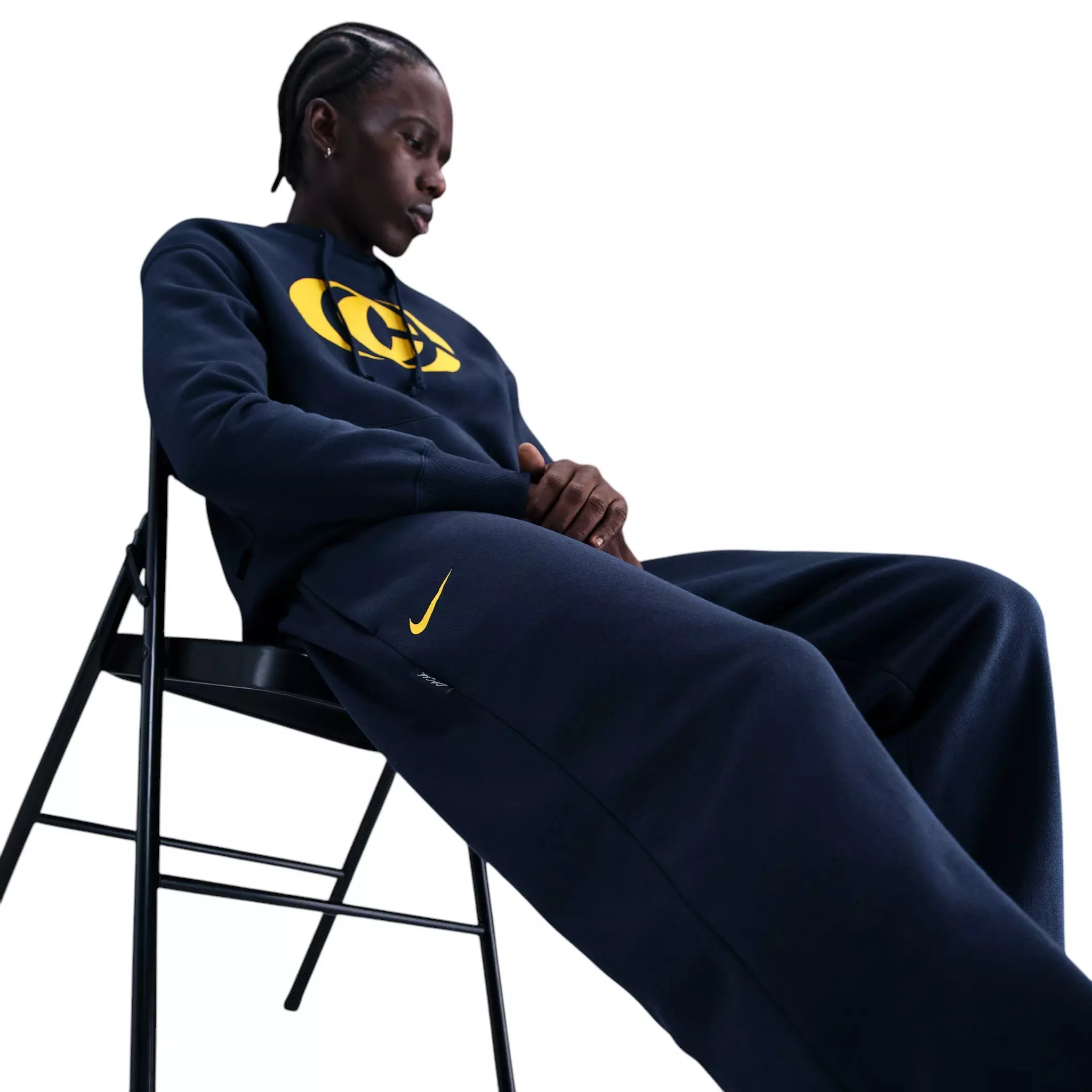 Nike Unisex Caitlin Clark Basketball Phoenix Fleece Pants - Navy/Yellow - NAVY/YELLOW