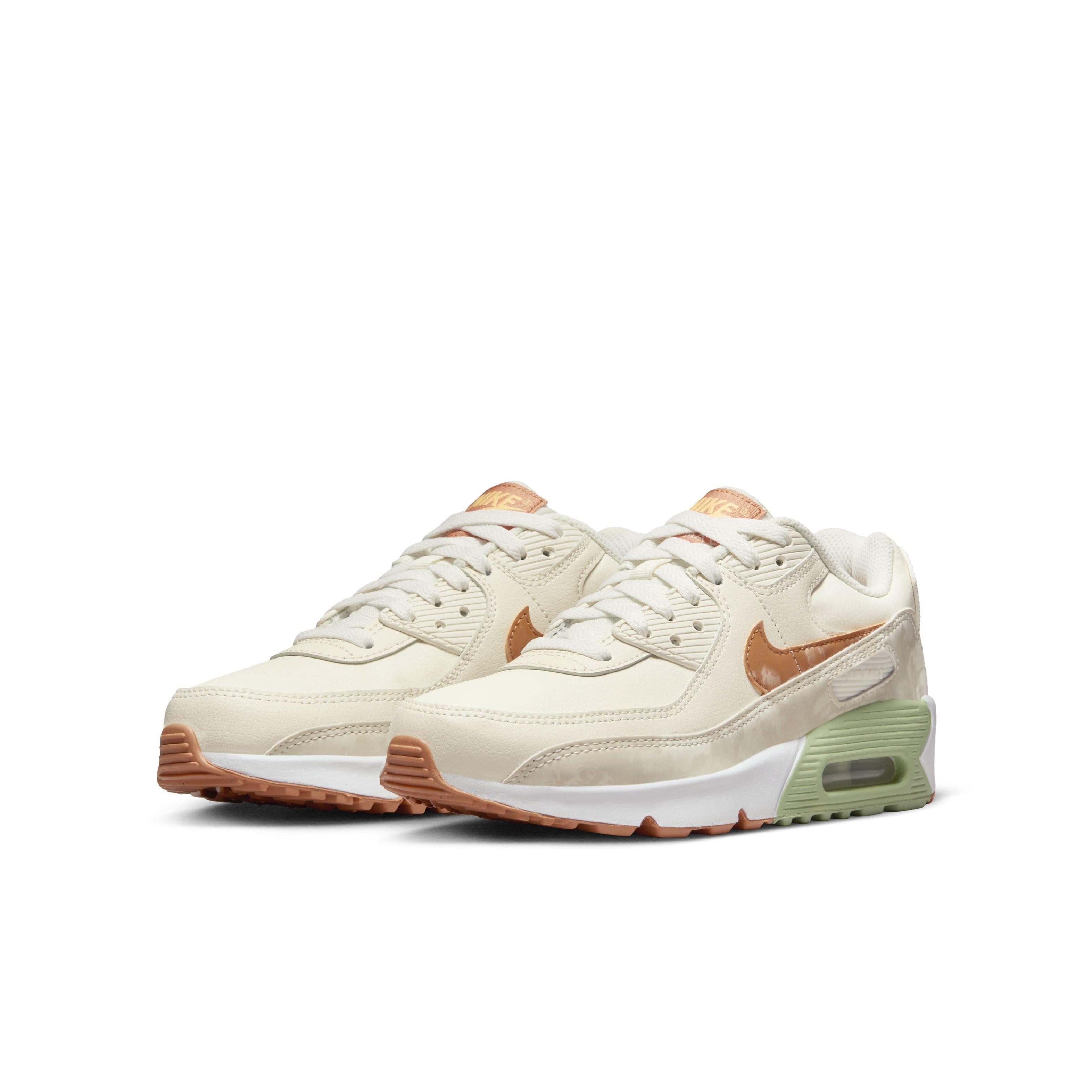 Nike Air Max 90 LTR "Pale Ivory/Phantom/Honeydew/Amber Brown" Grade School Girls' Shoe - IVORY/PHANTOM/HONEYDEW/BROWN Thumbnail View 3
