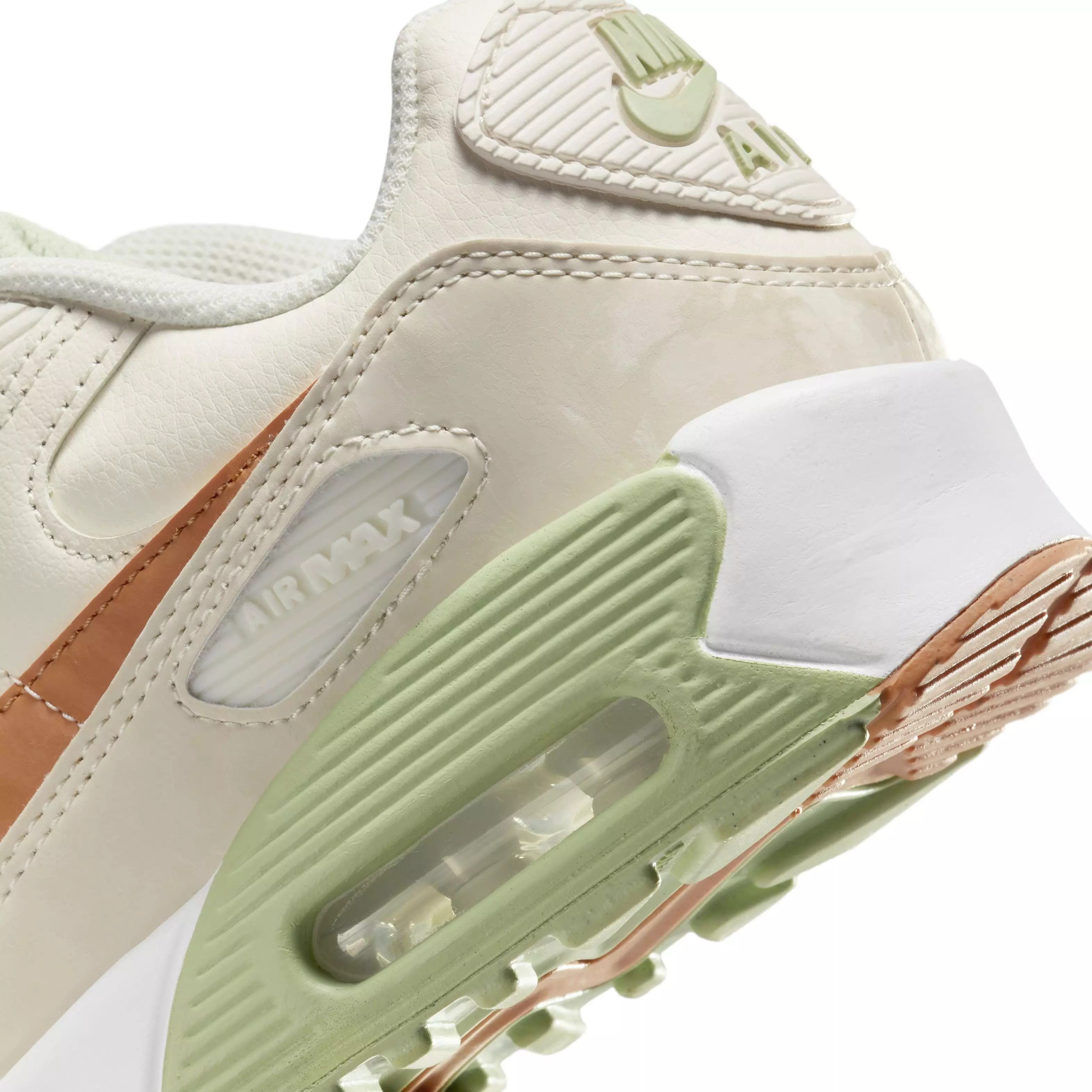 Nike Air Max 90 LTR "Pale Ivory/Phantom/Honeydew/Amber Brown" Grade School Girls' Shoe - IVORY/PHANTOM/HONEYDEW/BROWN