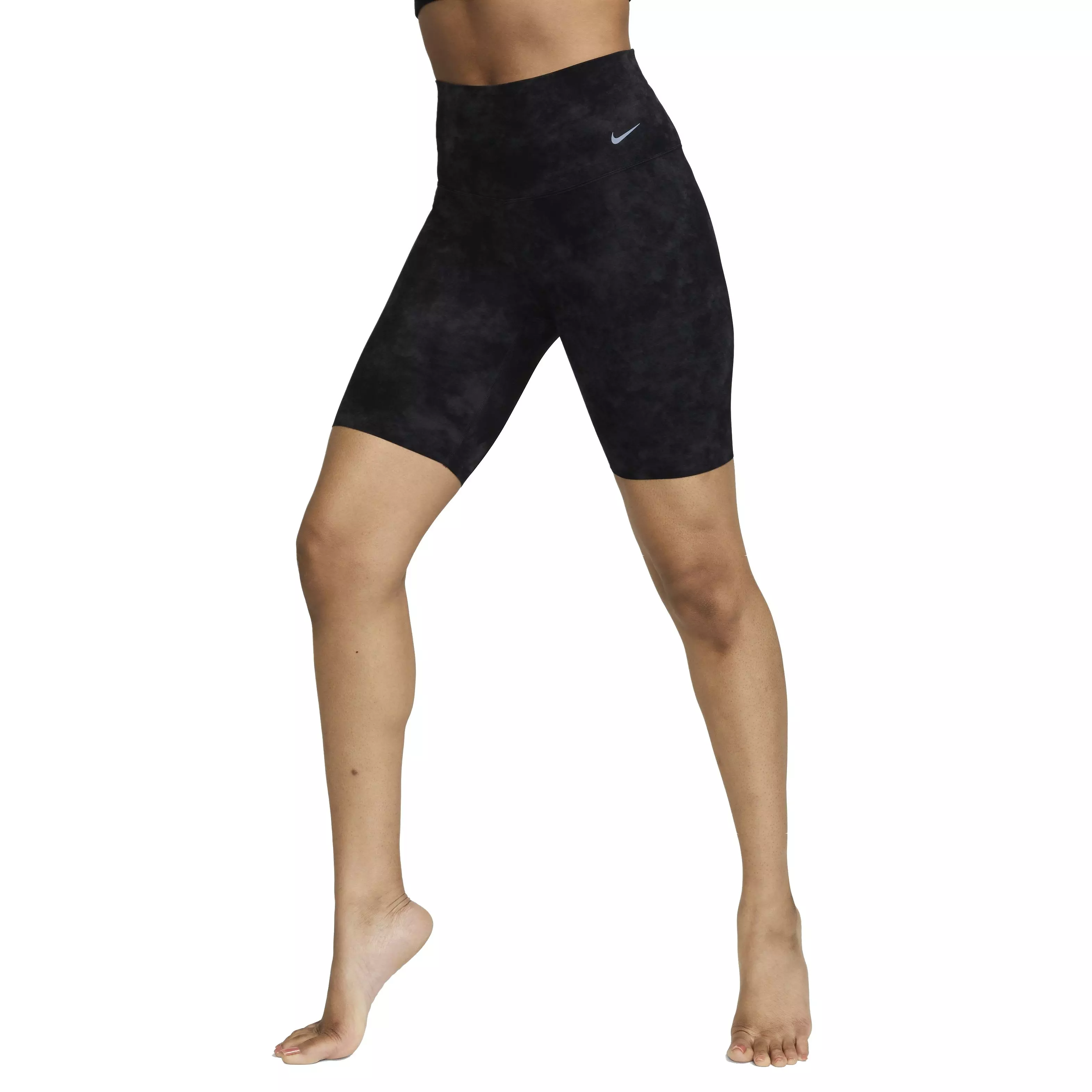 Nike Women's Zenvy Tie-Dye Gentle-Support High-Waisted 8" Biker Shorts - BLACK