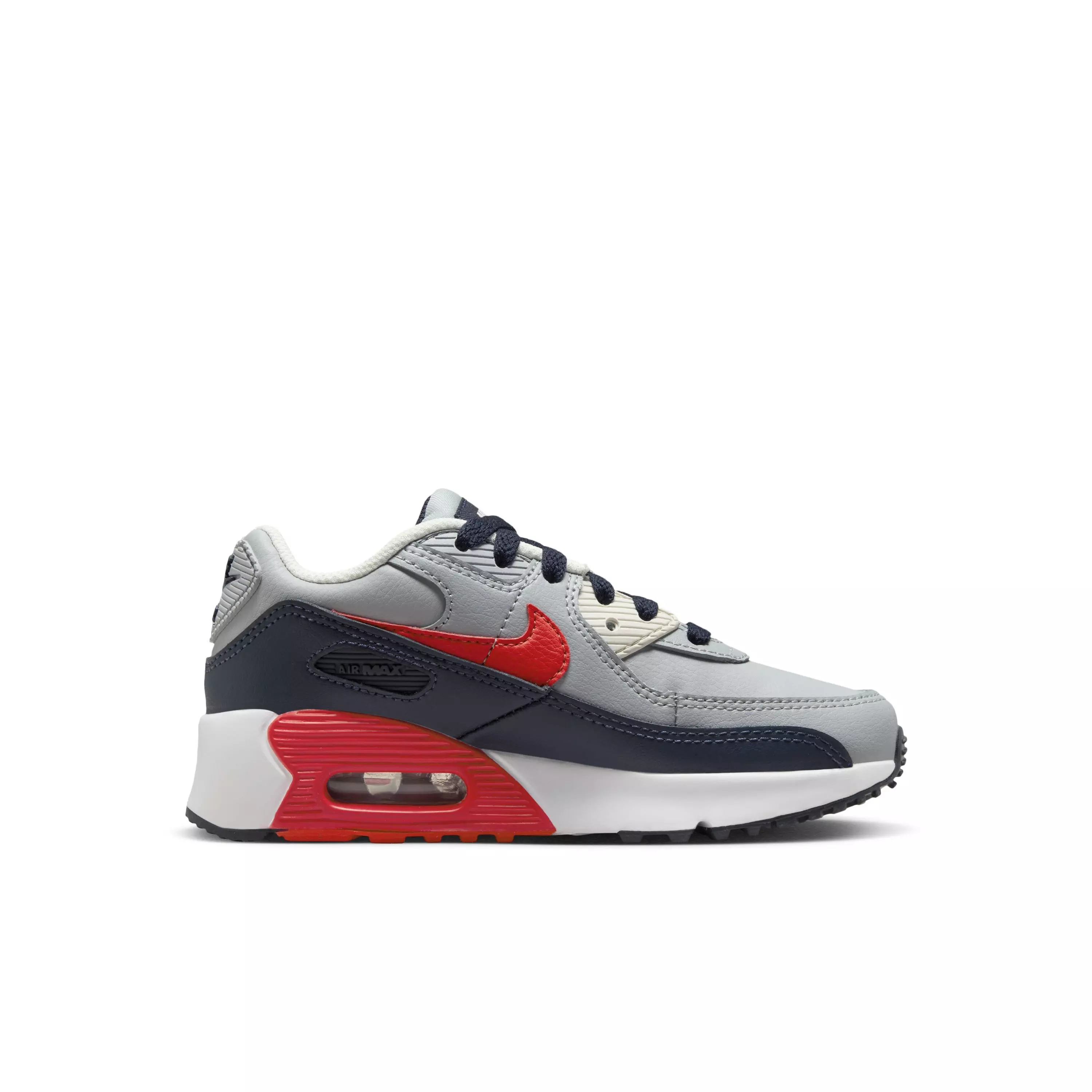 Nike Air Max 90 LTR "Light Smoke Grey/Dark Obsidian/Phantom/Bright Crimson" Preschool Boys' Shoe - LT GREY/DK OBSIDIAN/PHANTOM/CRIMSON