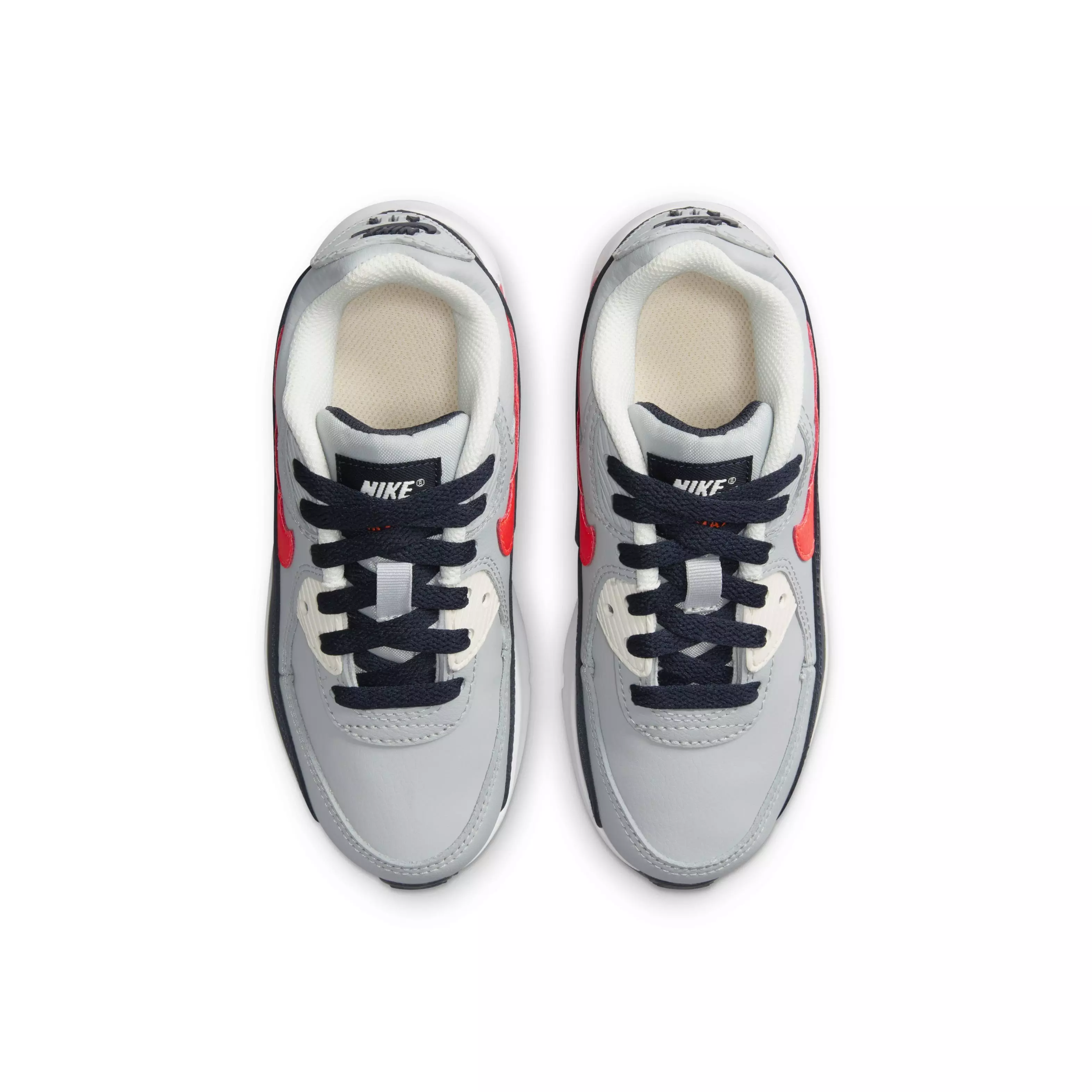 Nike Air Max 90 LTR "Light Smoke Grey/Dark Obsidian/Phantom/Bright Crimson" Preschool Boys' Shoe - LT GREY/DK OBSIDIAN/PHANTOM/CRIMSON