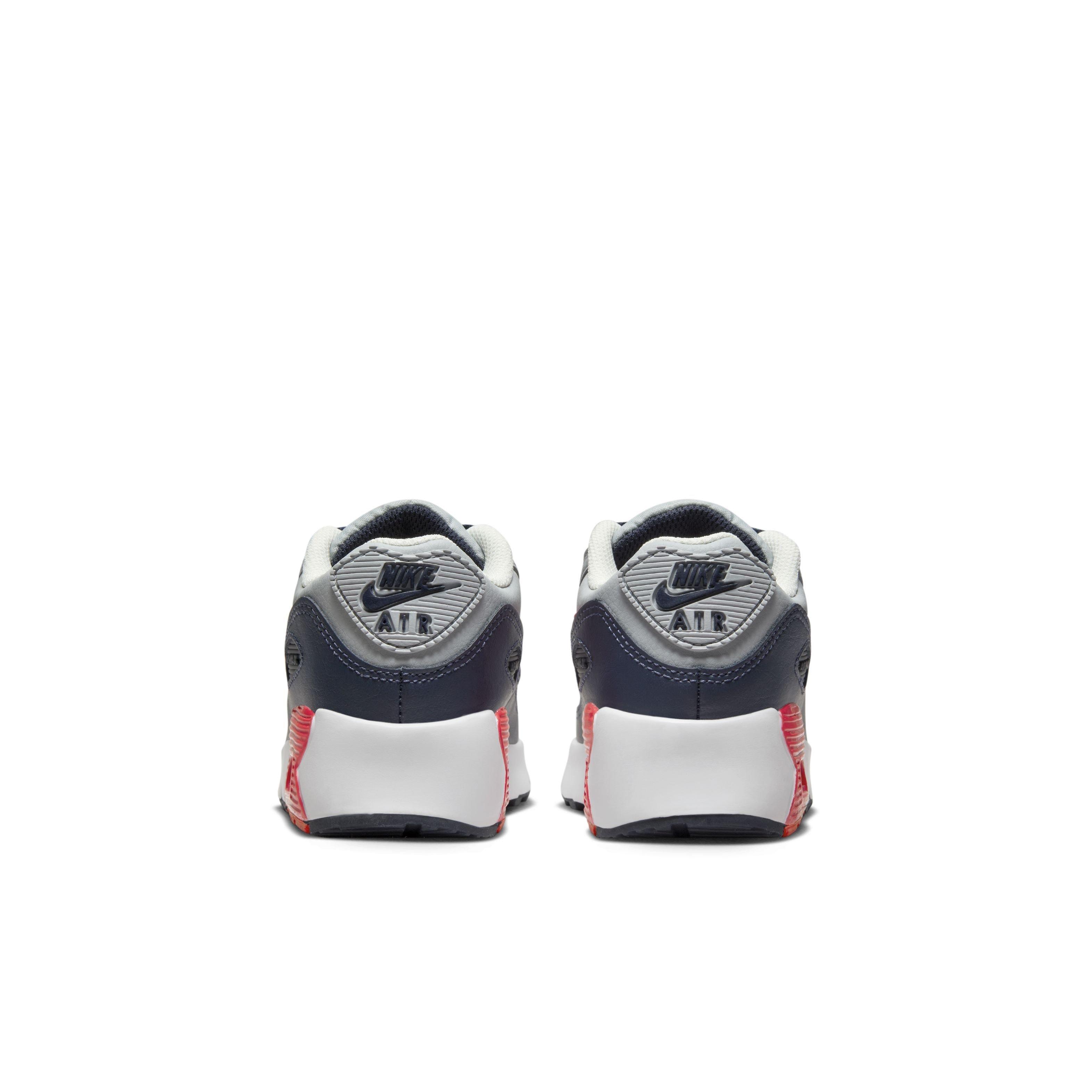 Nike Air Max 90 LTR Preschool Boys' "Light Smoke Grey/Dark Obsidian/Phantom/Bright Crimson" Shoe
