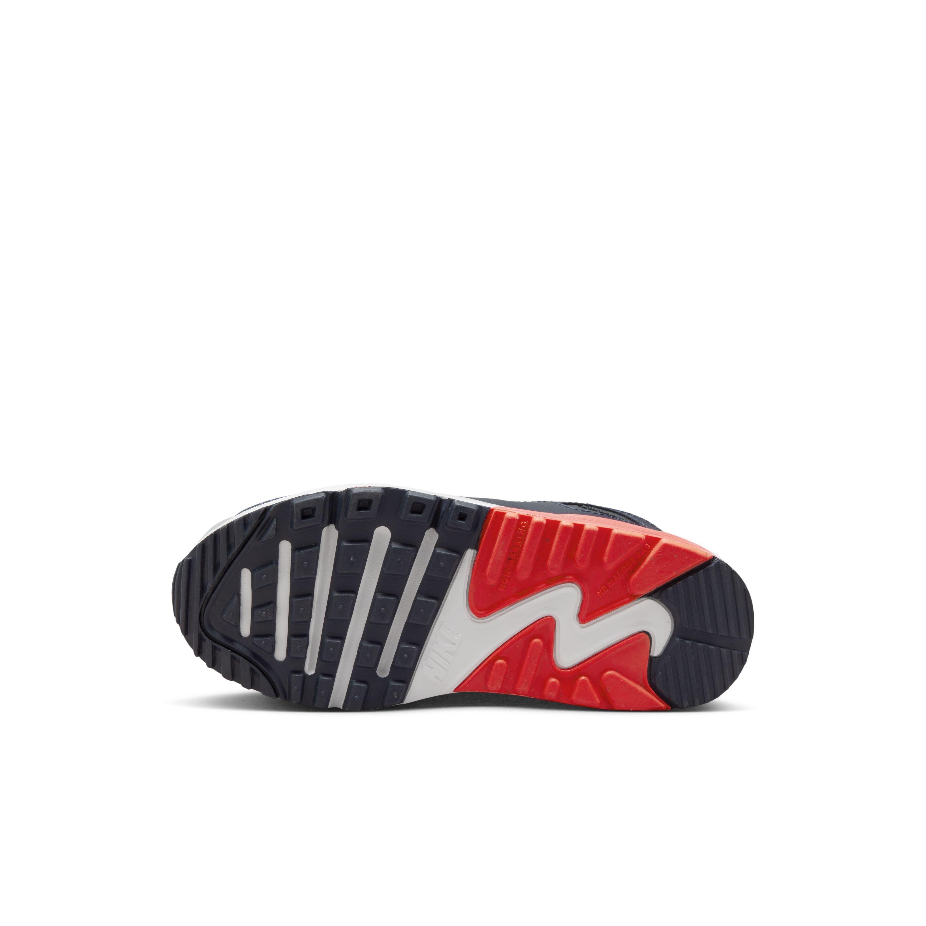 Nike Air Max 90 LTR Preschool Boys' "Light Smoke Grey/Dark Obsidian/Phantom/Bright Crimson" Shoe